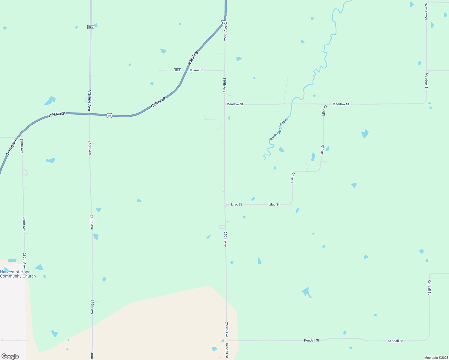 map of restaurants, bars, coffee shops, grocery stores, and more near 250th Avenue in Osceola