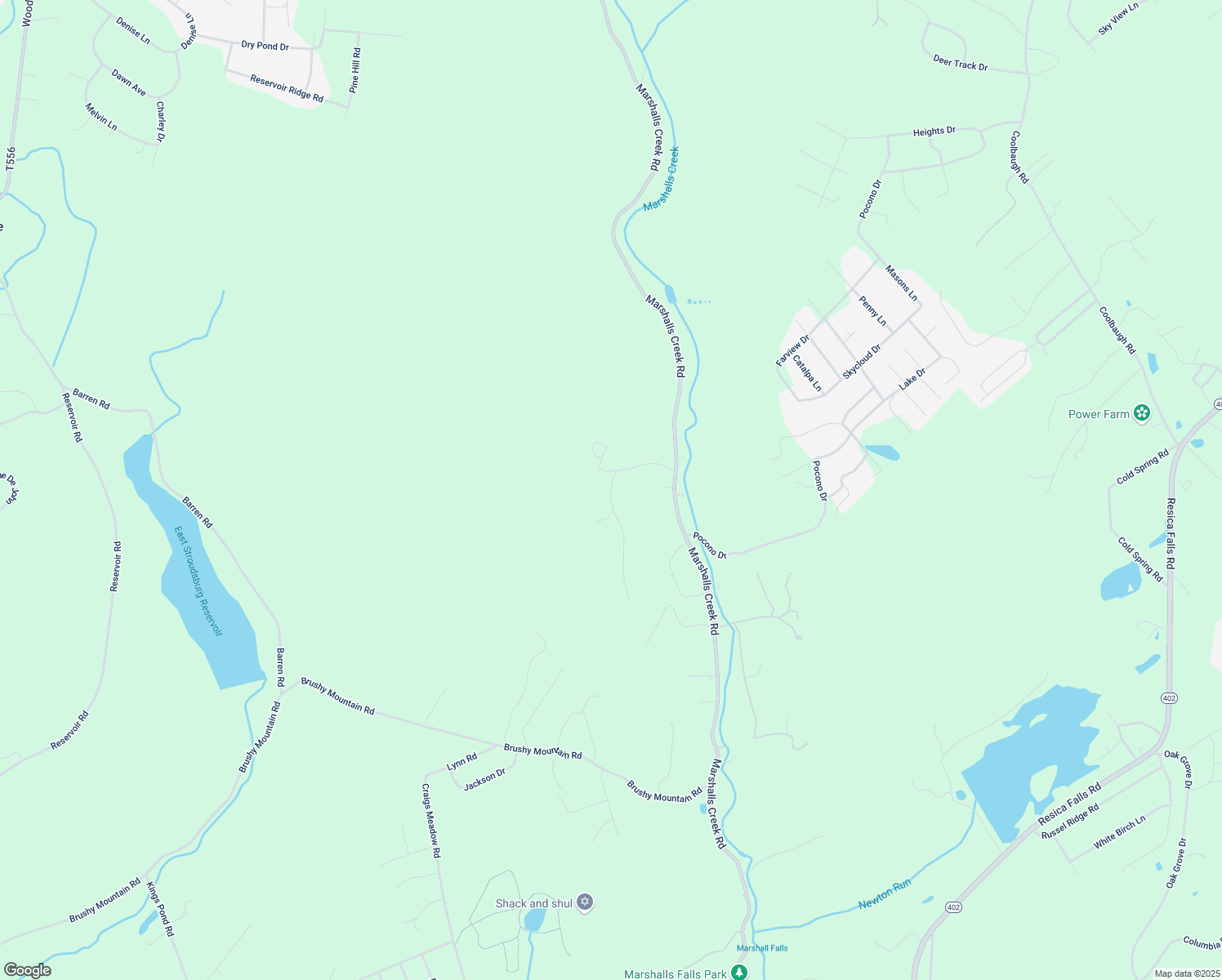 map of restaurants, bars, coffee shops, grocery stores, and more near 52 Ridge Road in East Stroudsburg