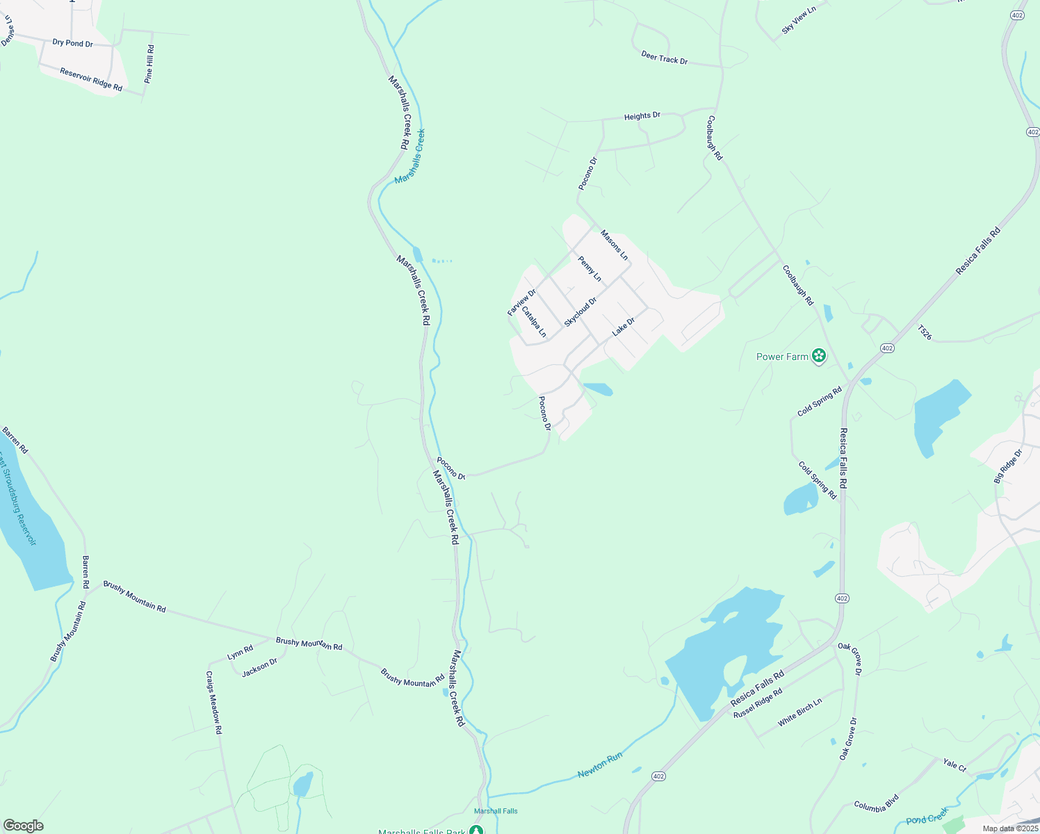map of restaurants, bars, coffee shops, grocery stores, and more near 3210 Cottonwood Lane in East Stroudsburg