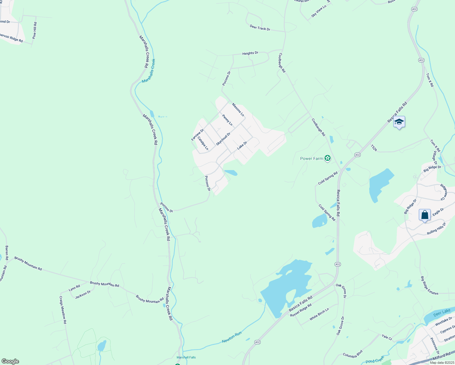 map of restaurants, bars, coffee shops, grocery stores, and more near 3122 Acorn Lane in East Stroudsburg