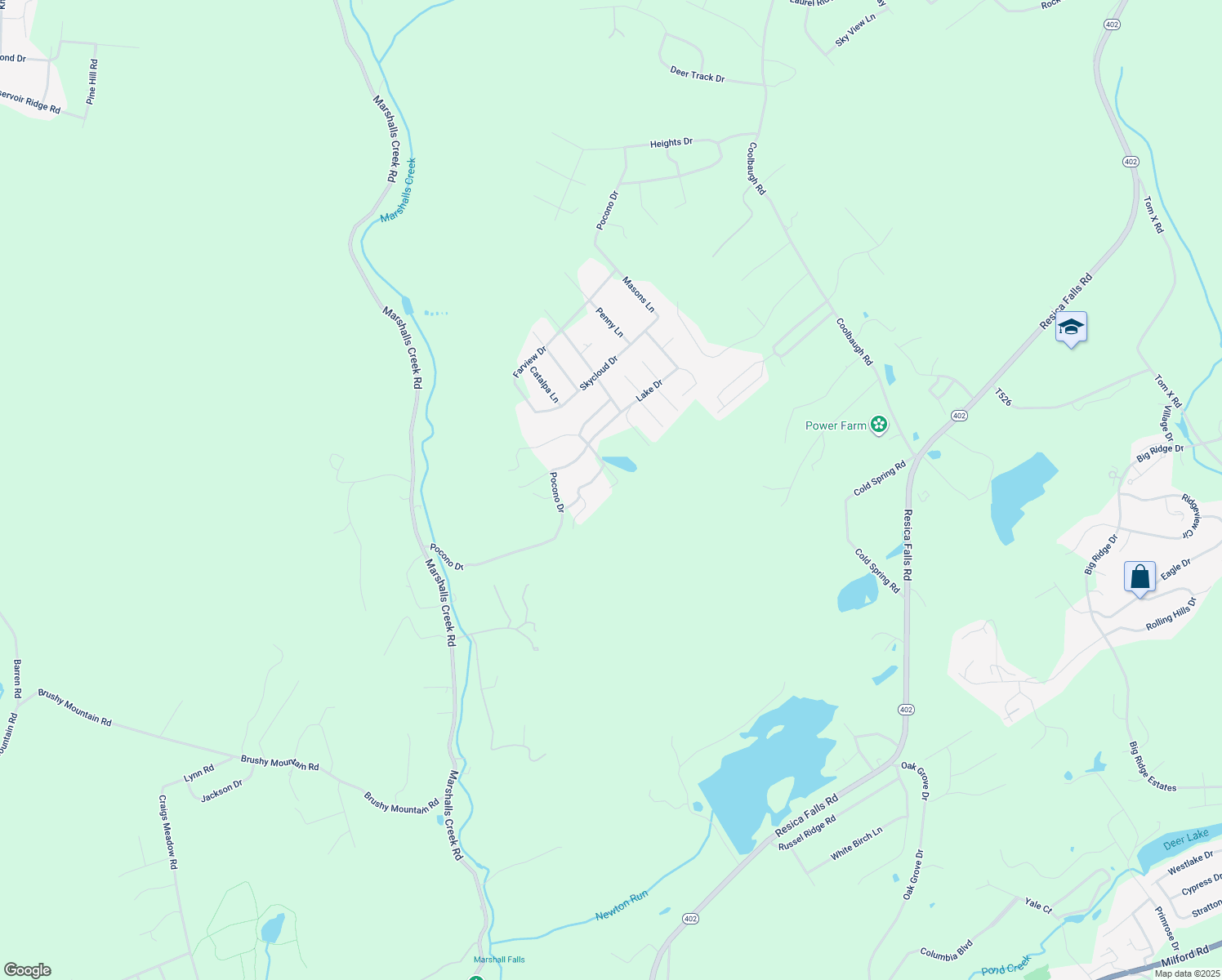 map of restaurants, bars, coffee shops, grocery stores, and more near 3122 Acorn Lane in East Stroudsburg