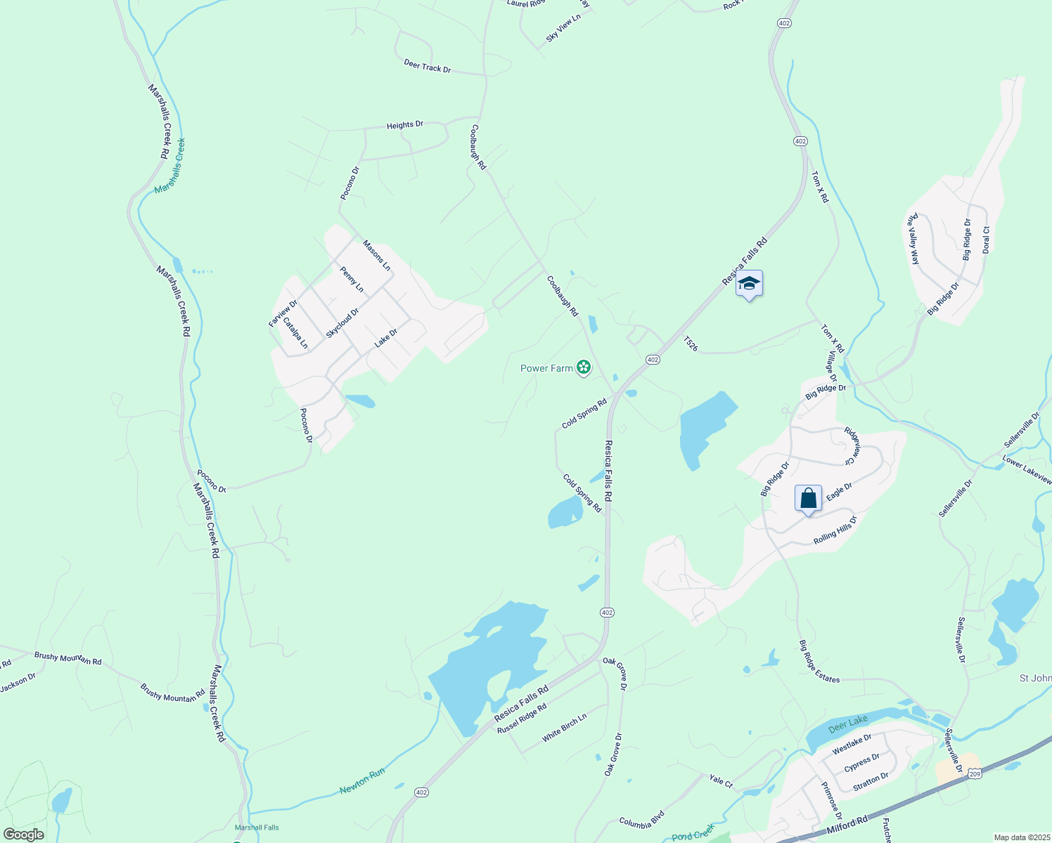 map of restaurants, bars, coffee shops, grocery stores, and more near 230 Ranger Road in East Stroudsburg