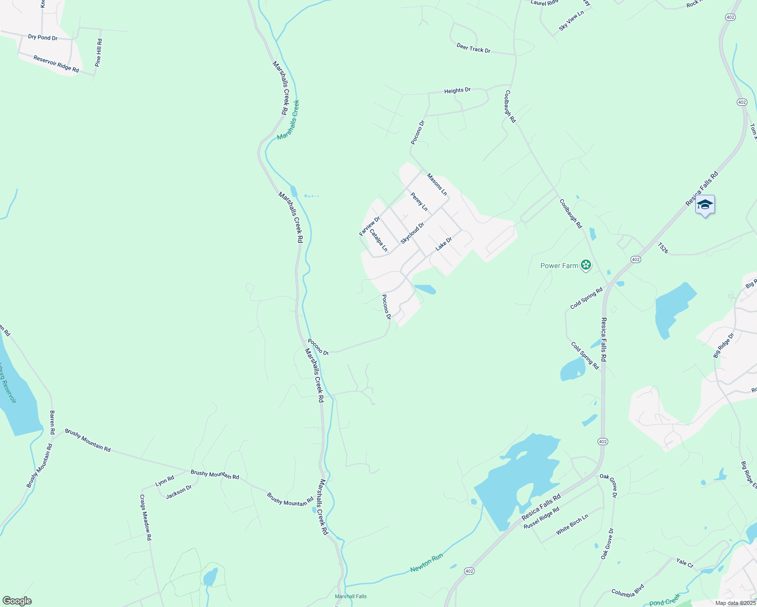 map of restaurants, bars, coffee shops, grocery stores, and more near 3206 Cottonwood Lane in East Stroudsburg