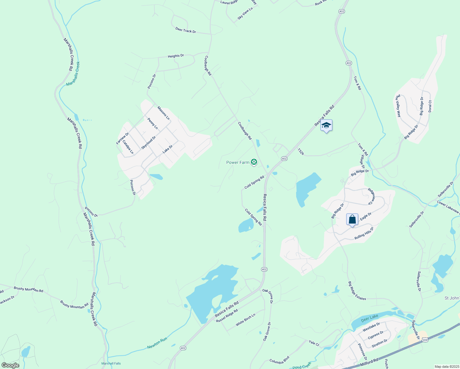 map of restaurants, bars, coffee shops, grocery stores, and more near 230 Ranger Road in East Stroudsburg