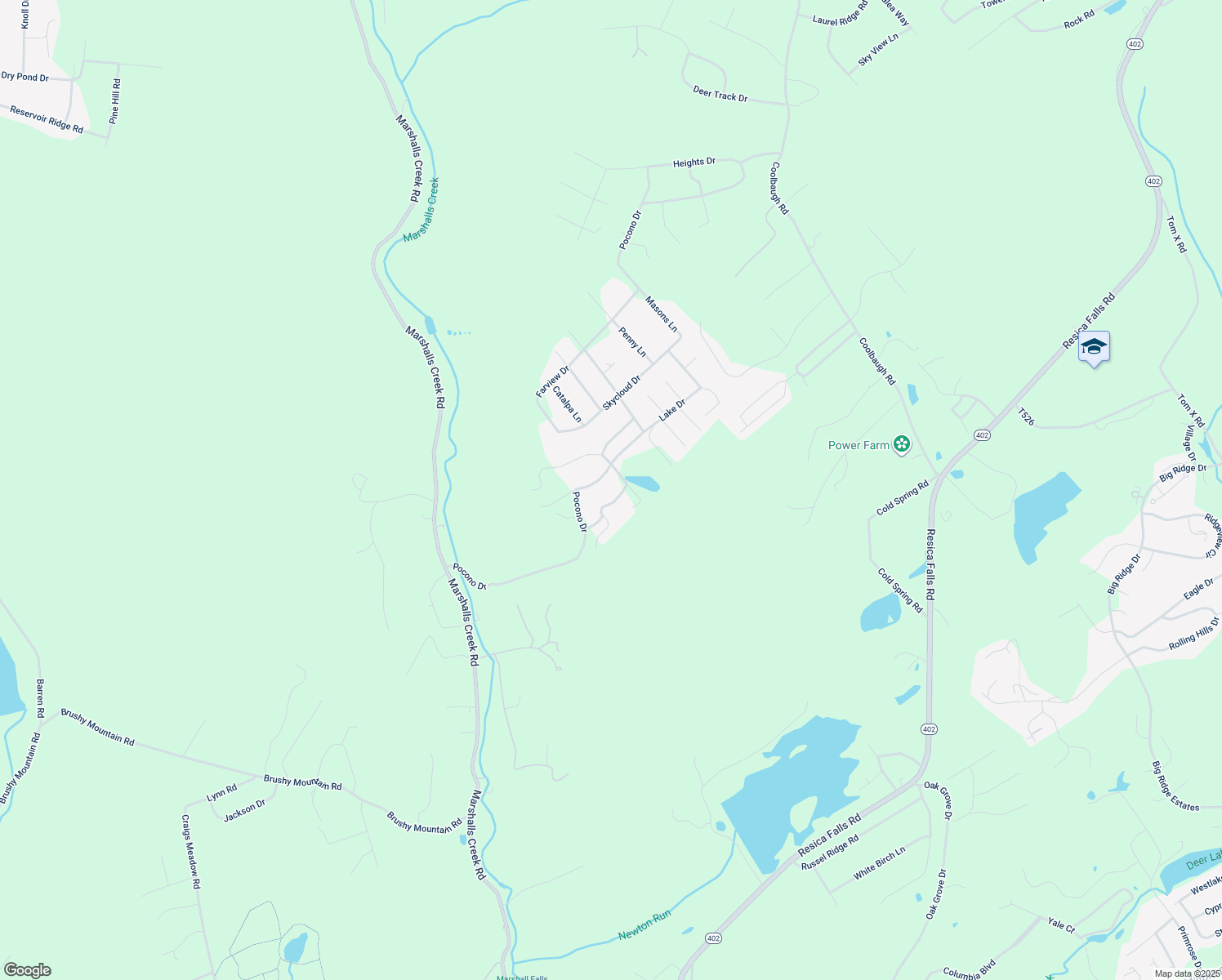 map of restaurants, bars, coffee shops, grocery stores, and more near 3124 Evergreen Drive in East Stroudsburg