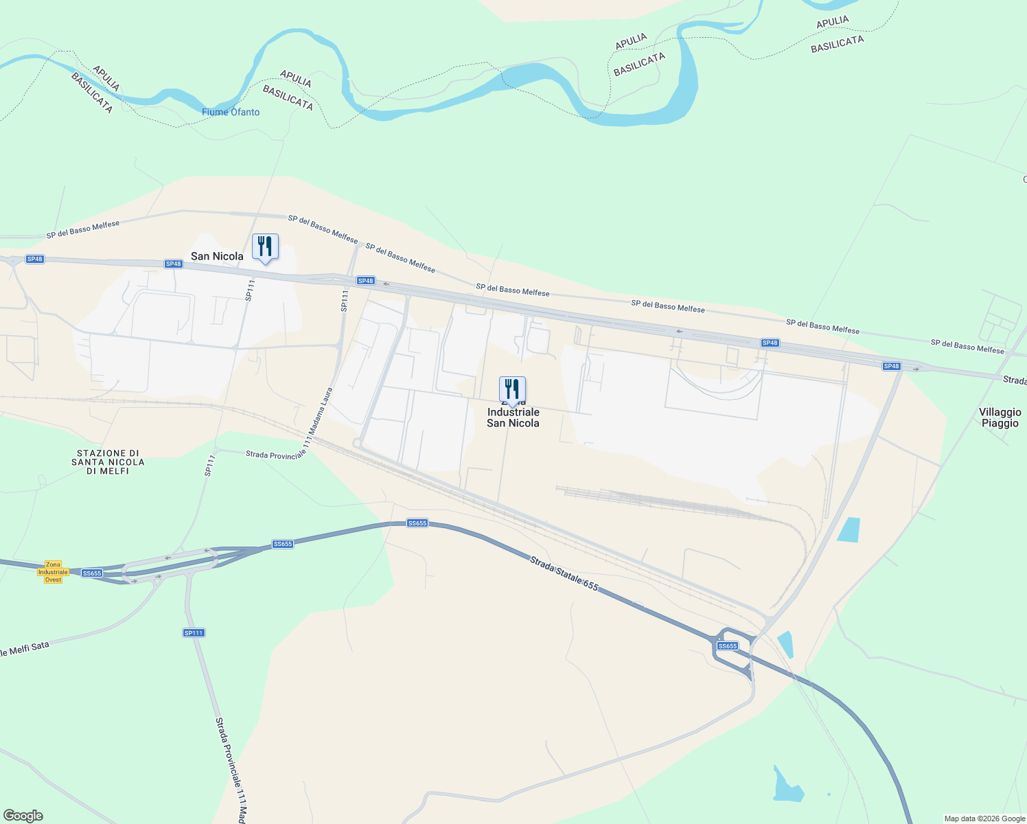 map of restaurants, bars, coffee shops, grocery stores, and more near in Zona Industriale San Nicola