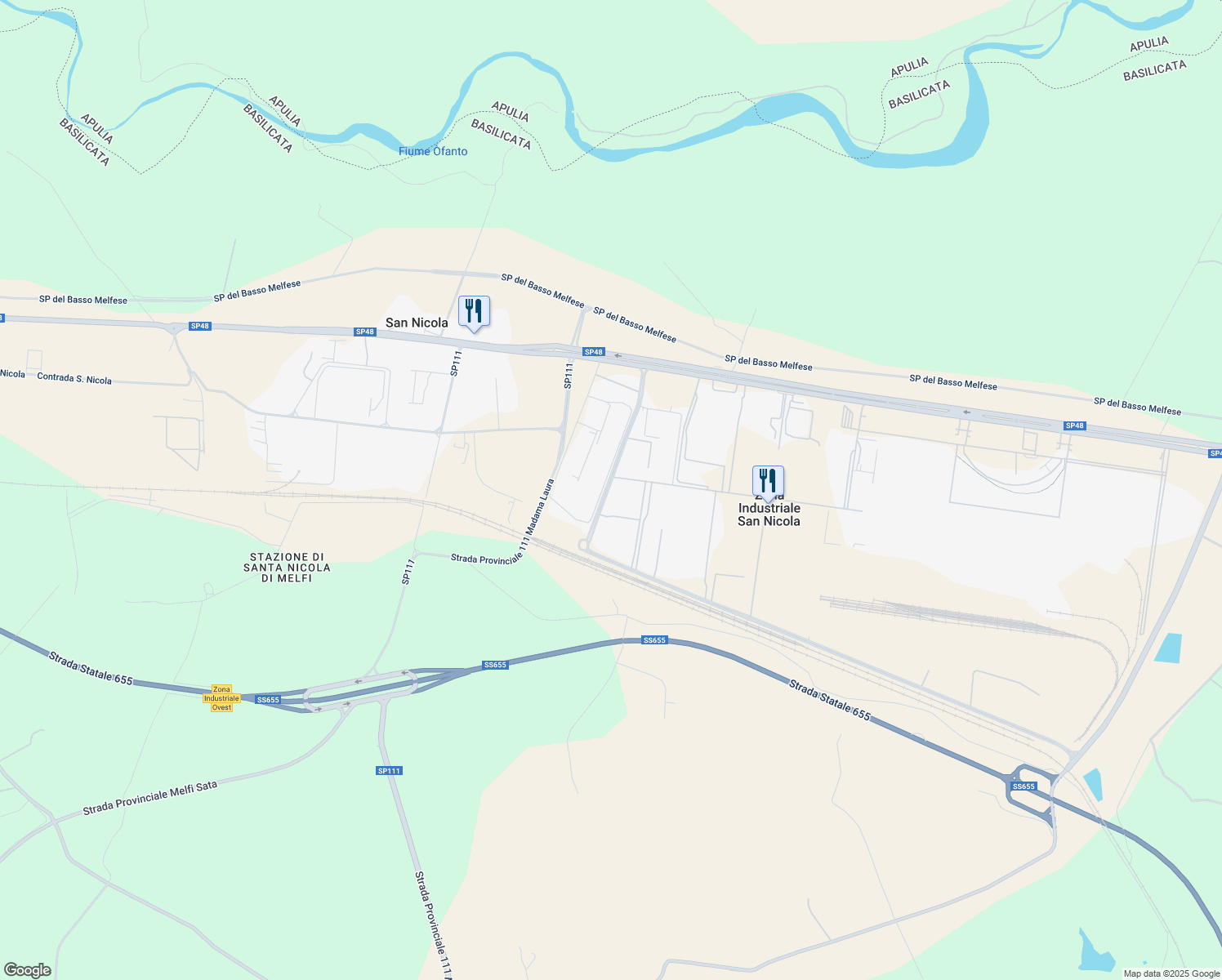 map of restaurants, bars, coffee shops, grocery stores, and more near in Zona Industriale San Nicola