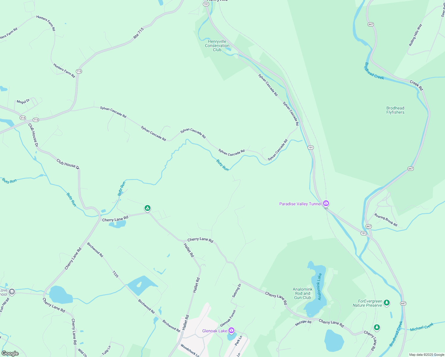 map of restaurants, bars, coffee shops, grocery stores, and more near 225 Mockingbird Way in East Stroudsburg