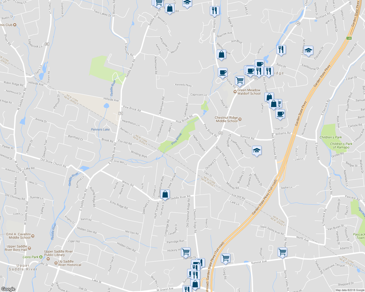 map of restaurants, bars, coffee shops, grocery stores, and more near 26 Haller Crescent in Spring Valley