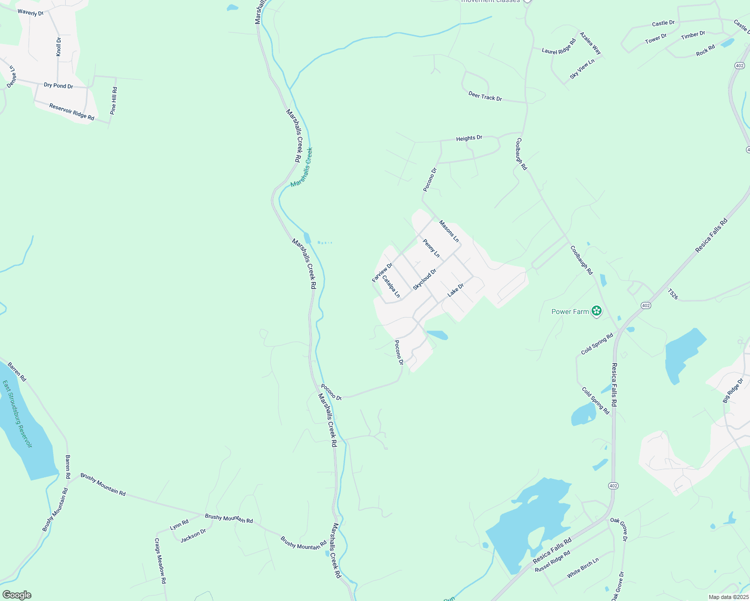 map of restaurants, bars, coffee shops, grocery stores, and more near 3493 Farview Drive in East Stroudsburg