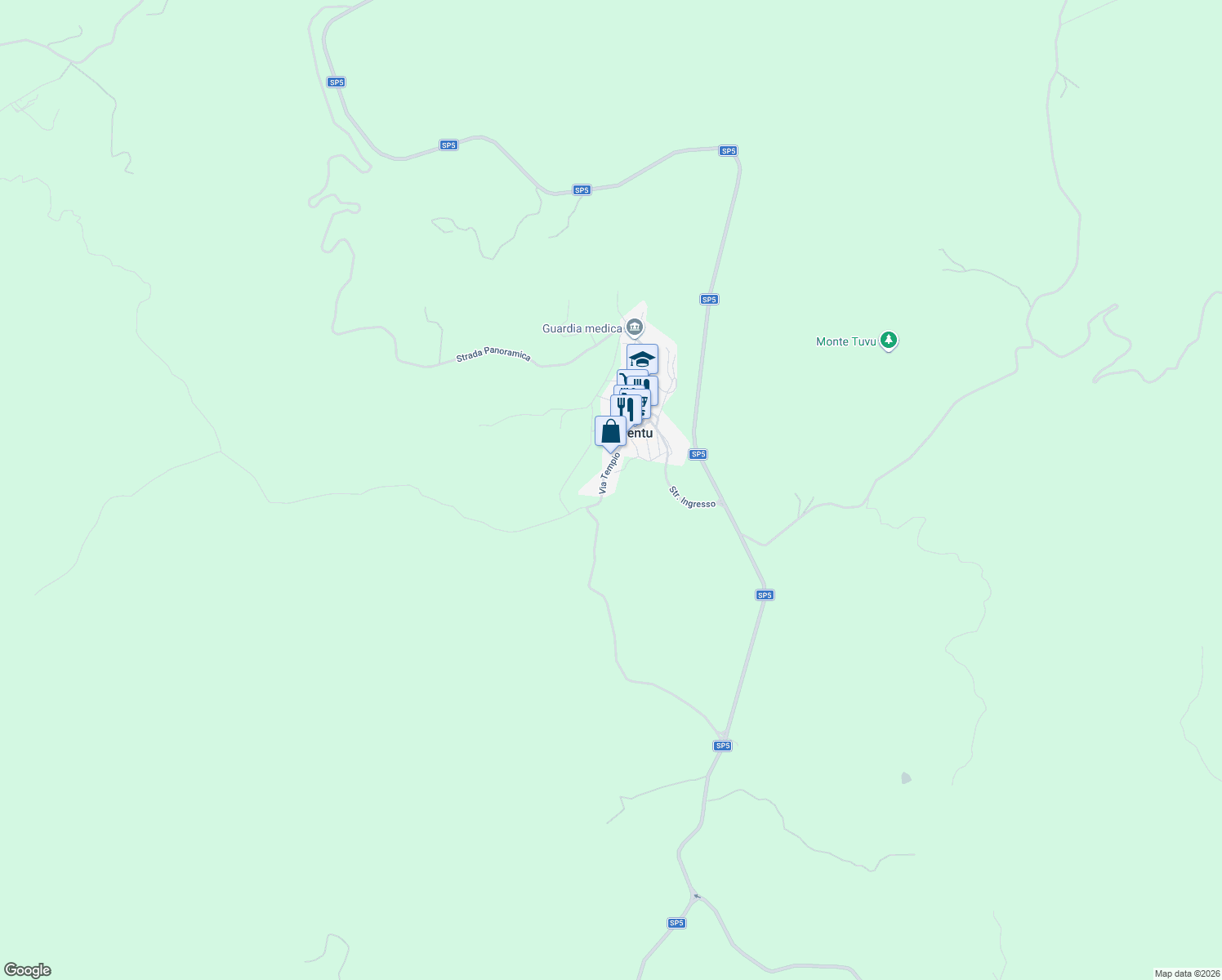 map of restaurants, bars, coffee shops, grocery stores, and more near 49 Via Tempio in Aglientu