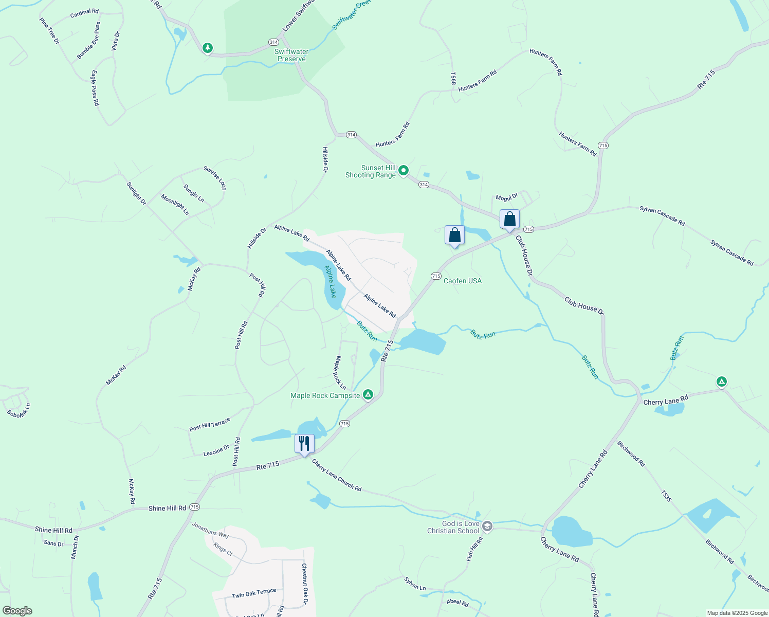 map of restaurants, bars, coffee shops, grocery stores, and more near 70 Alpine Lake E in Monroe