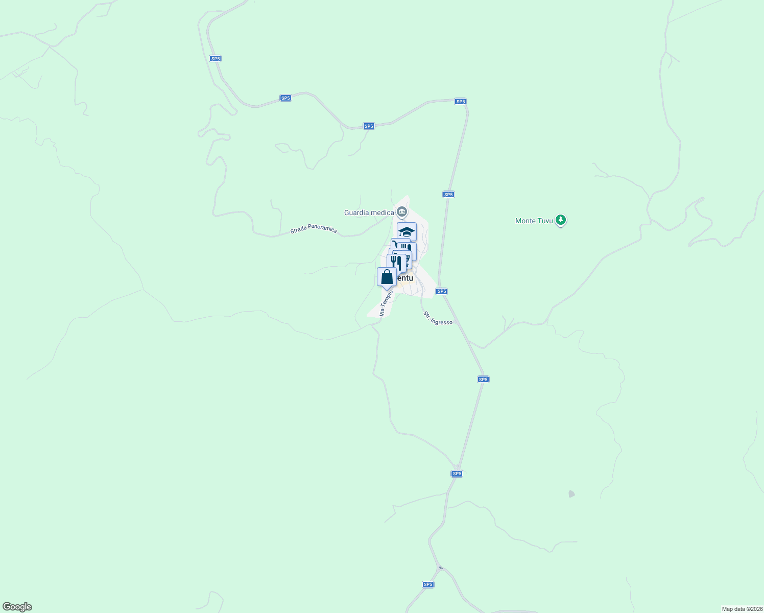 map of restaurants, bars, coffee shops, grocery stores, and more near 49 Via Tempio in Aglientu