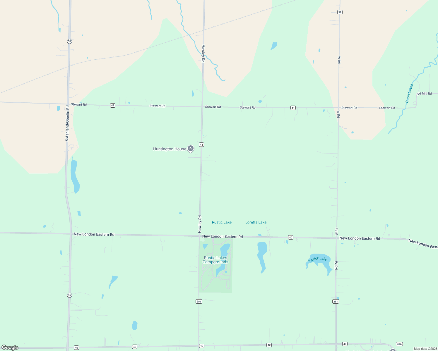 map of restaurants, bars, coffee shops, grocery stores, and more near 28509 Hawley Road in Sullivan