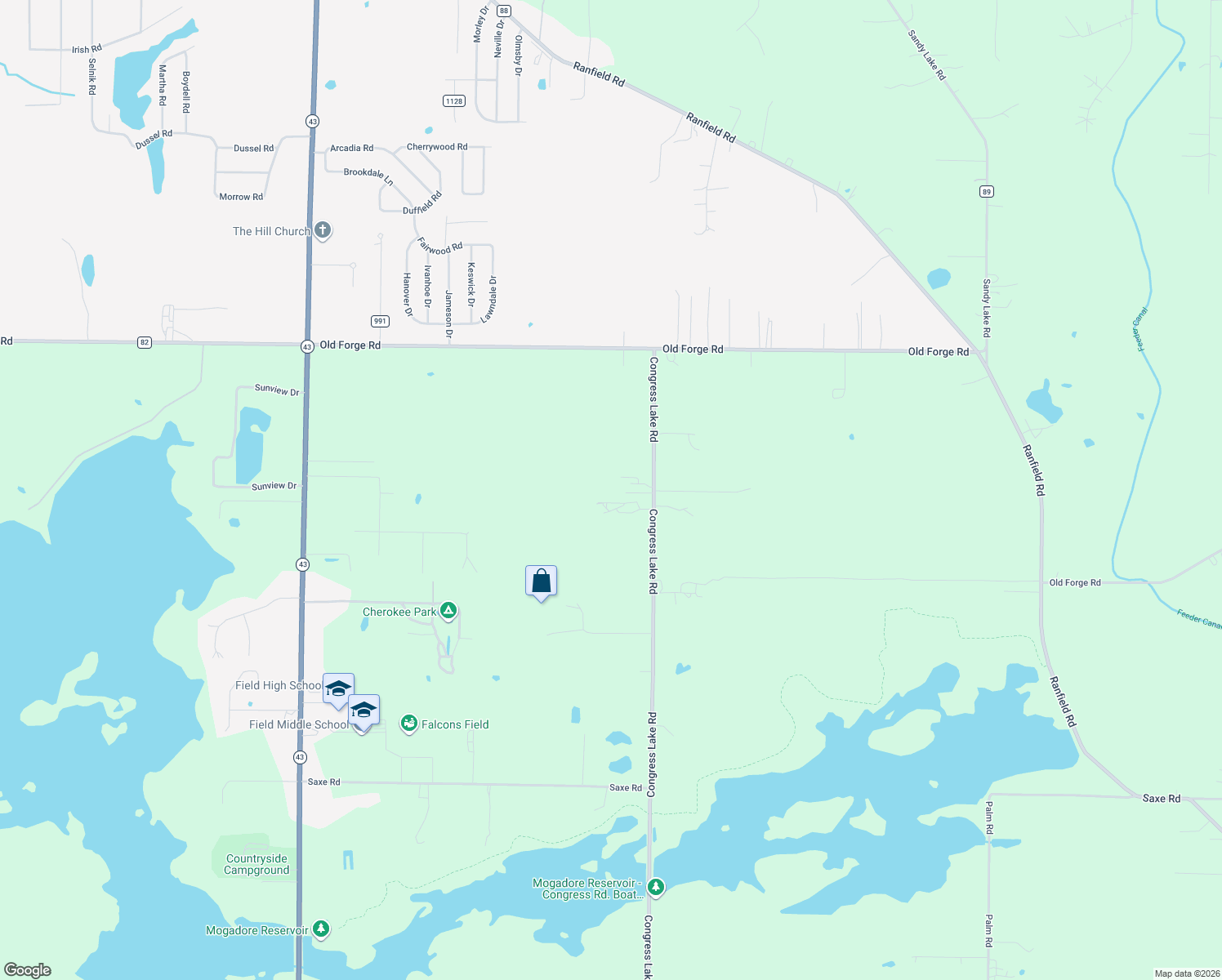 map of restaurants, bars, coffee shops, grocery stores, and more near 3211 Congress Lake Road in Mogadore