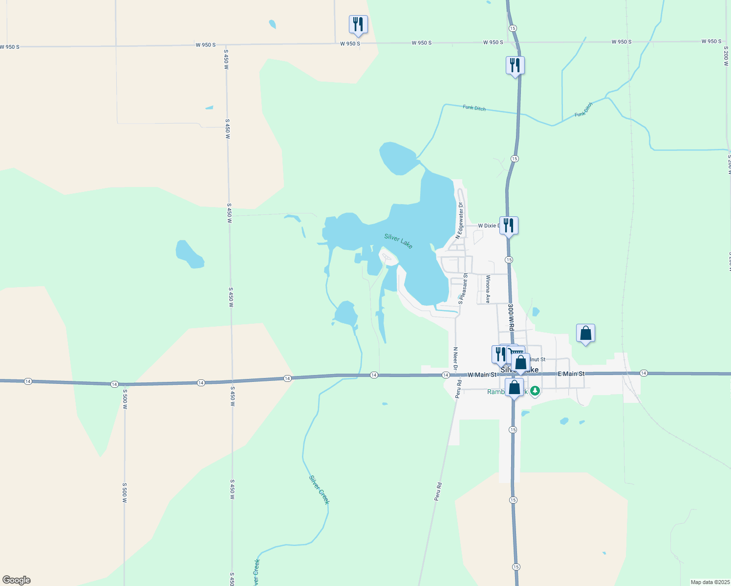 map of restaurants, bars, coffee shops, grocery stores, and more near 10633 South Bouse Drive in Silver Lake