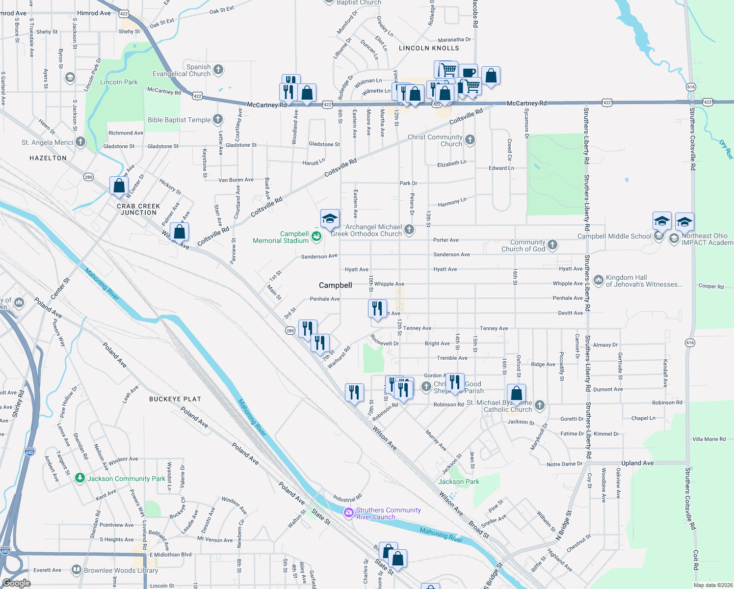 map of restaurants, bars, coffee shops, grocery stores, and more near 298 Penhale Avenue in Campbell
