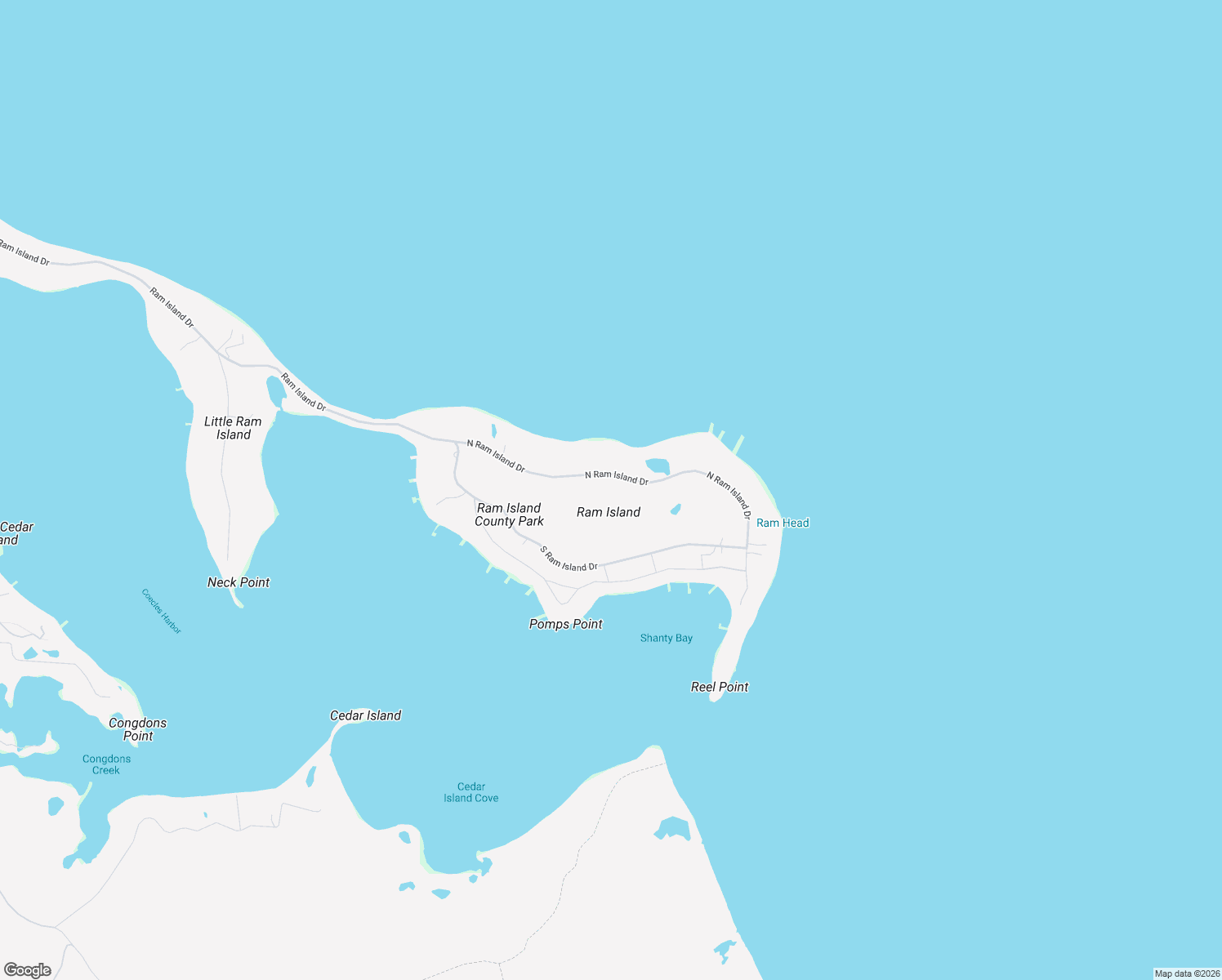 map of restaurants, bars, coffee shops, grocery stores, and more near 136 Ram Island Drive in Shelter Island