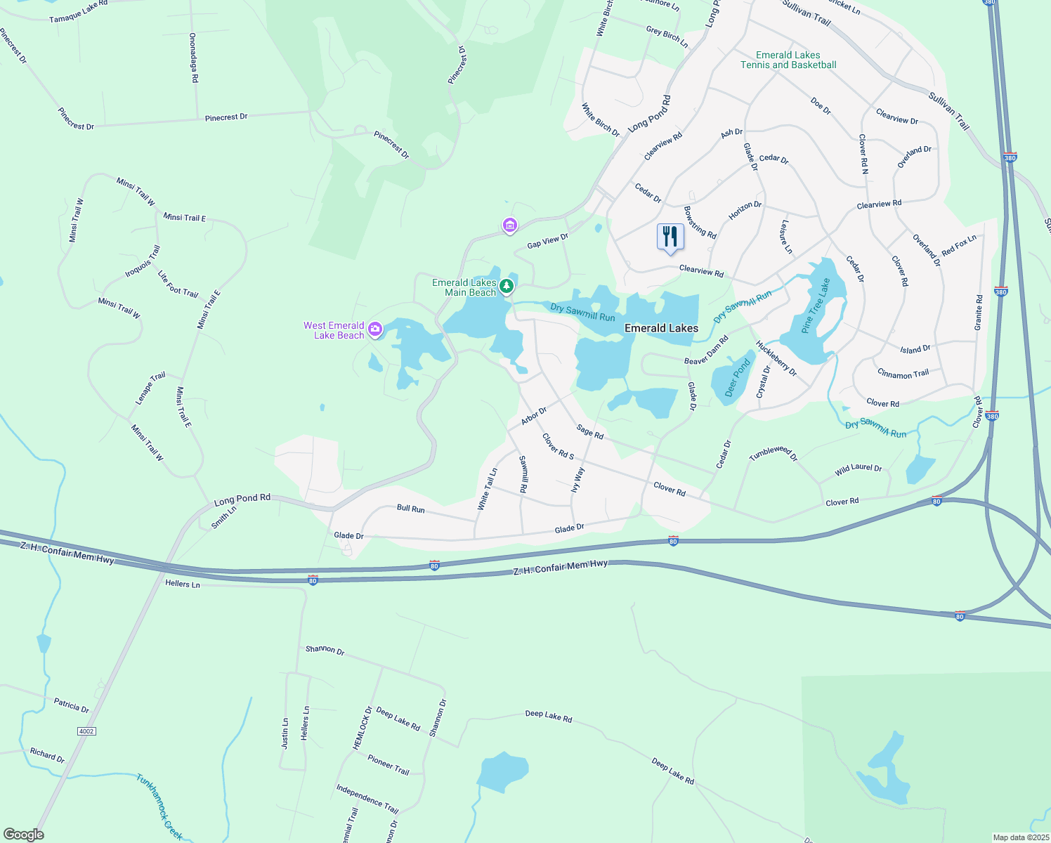 map of restaurants, bars, coffee shops, grocery stores, and more near 187 Arbor Drive in Long Pond