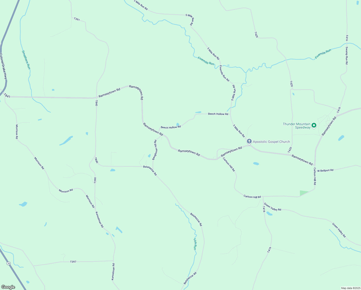 map of restaurants, bars, coffee shops, grocery stores, and more near Ramseytown Road in Brookville