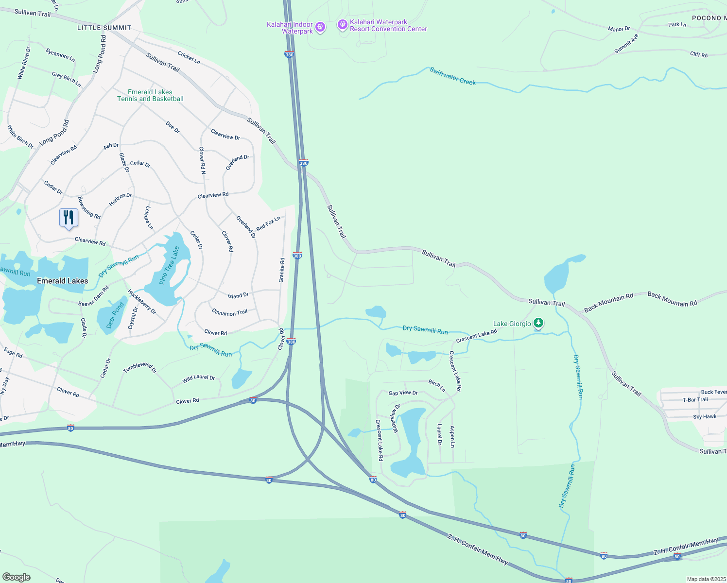 map of restaurants, bars, coffee shops, grocery stores, and more near 624 Williams Lane in Monroe County