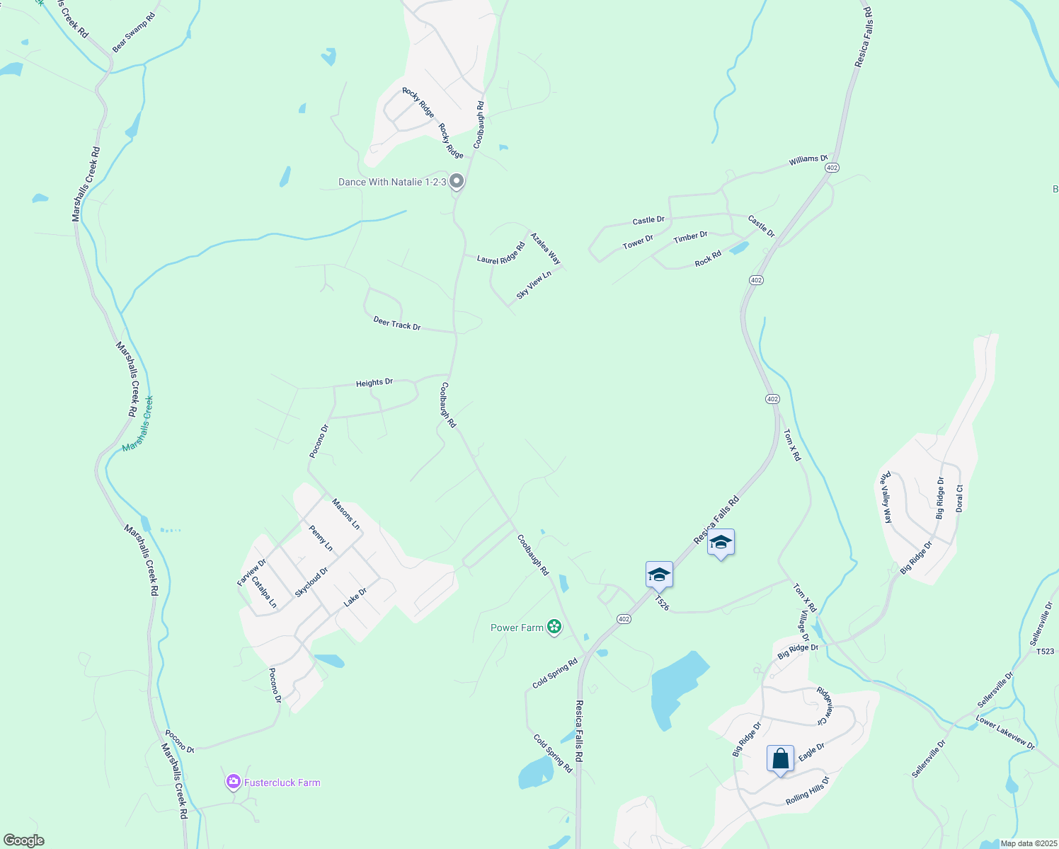 map of restaurants, bars, coffee shops, grocery stores, and more near 8 Summit Drive in East Stroudsburg