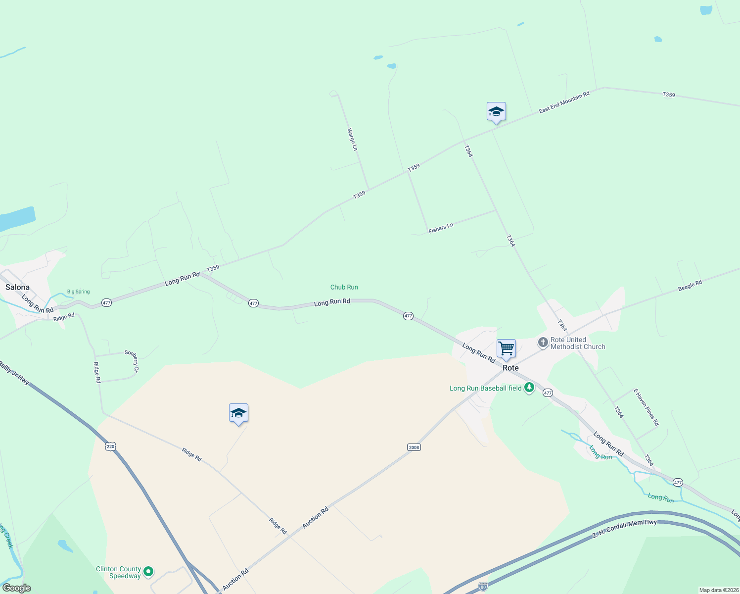 map of restaurants, bars, coffee shops, grocery stores, and more near 1317 Long Run Road in Mill Hall