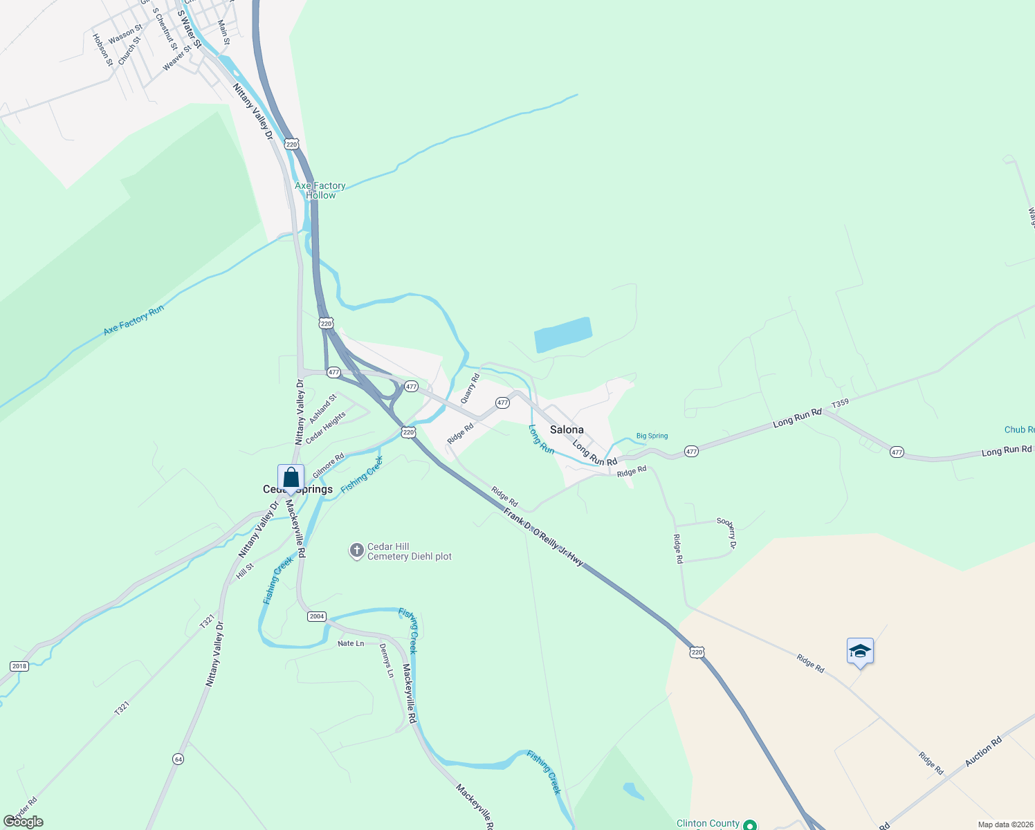 map of restaurants, bars, coffee shops, grocery stores, and more near 356 Long Run Road in Mill Hall