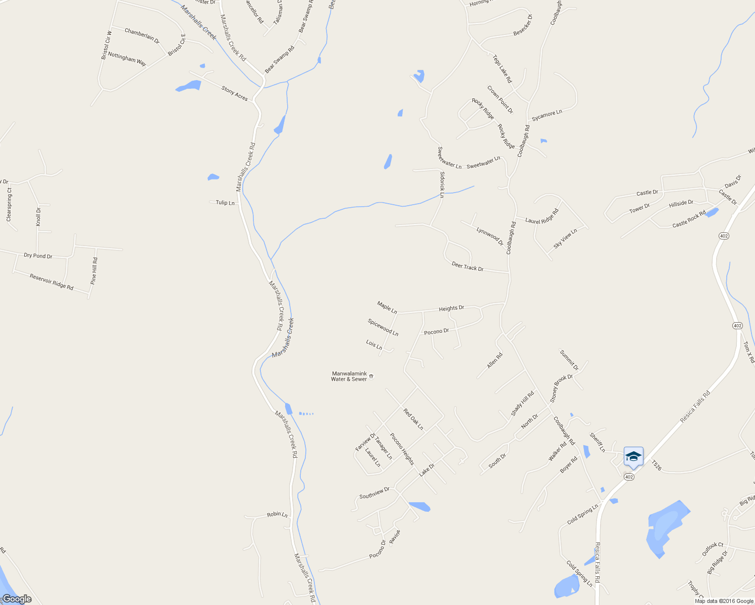 map of restaurants, bars, coffee shops, grocery stores, and more near 199 Maple Lane in East Stroudsburg