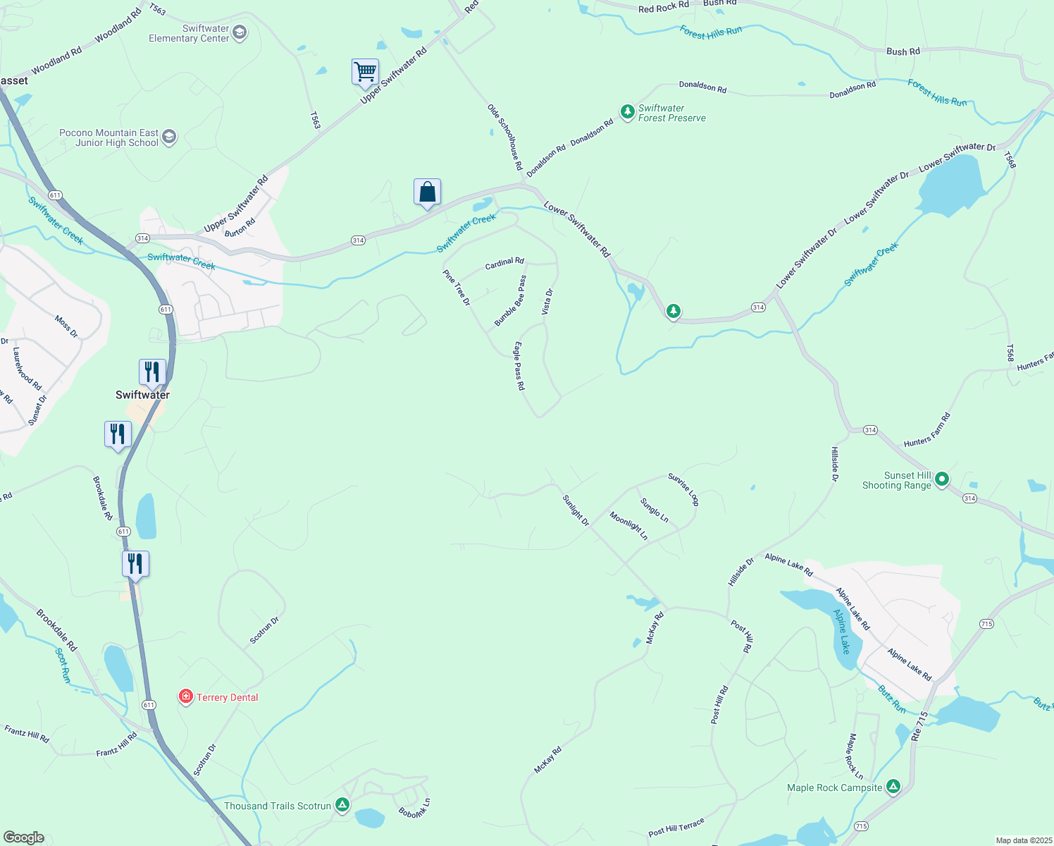 map of restaurants, bars, coffee shops, grocery stores, and more near 170 Eagle Pass Road in Cresco