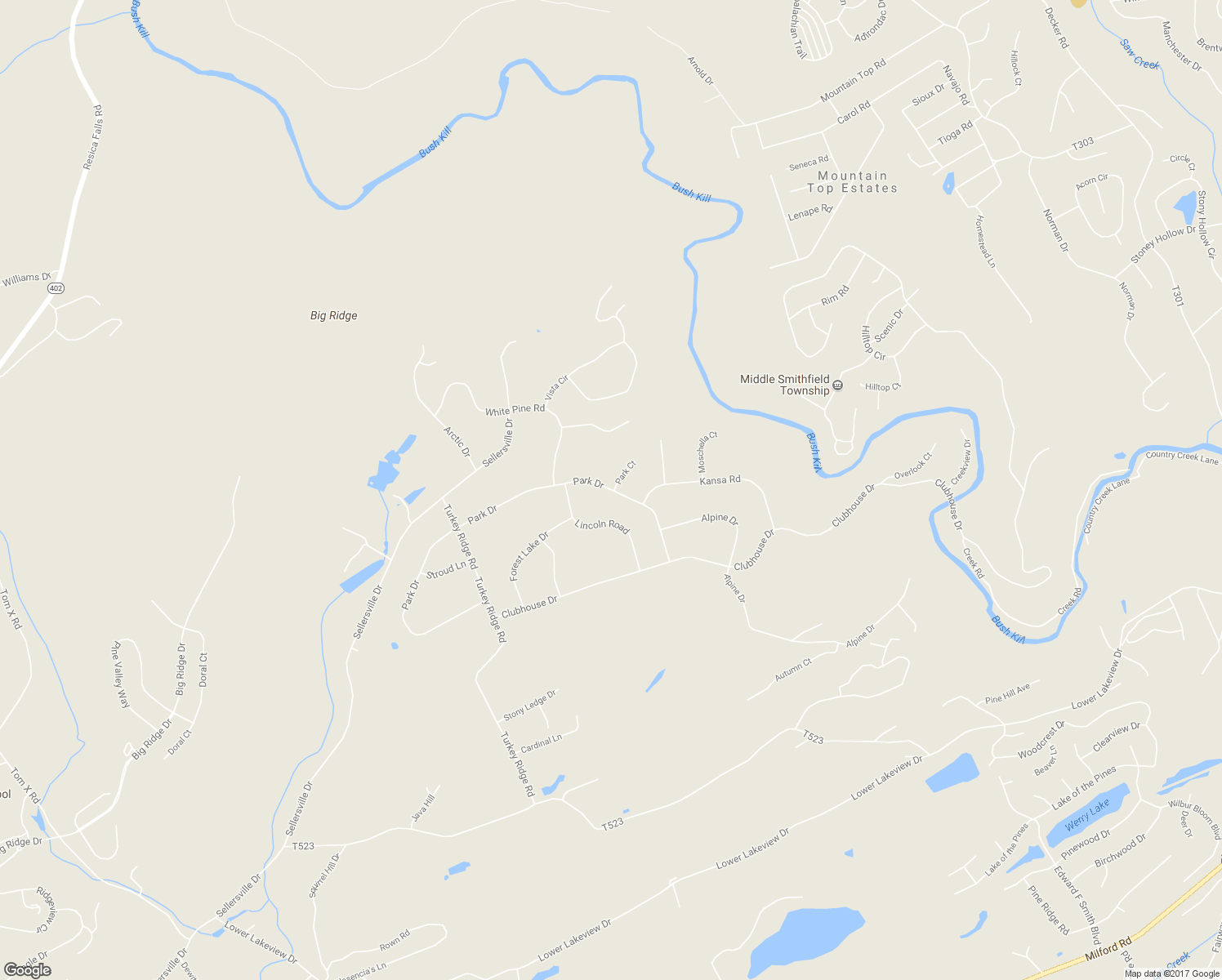 map of restaurants, bars, coffee shops, grocery stores, and more near 1182 Park Drive in East Stroudsburg