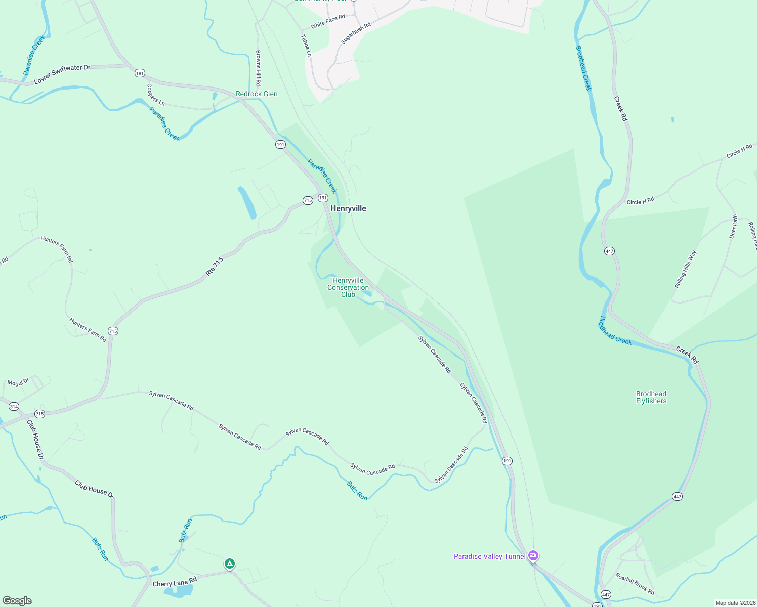 map of restaurants, bars, coffee shops, grocery stores, and more near Sylvan Cascade Road in Henryville