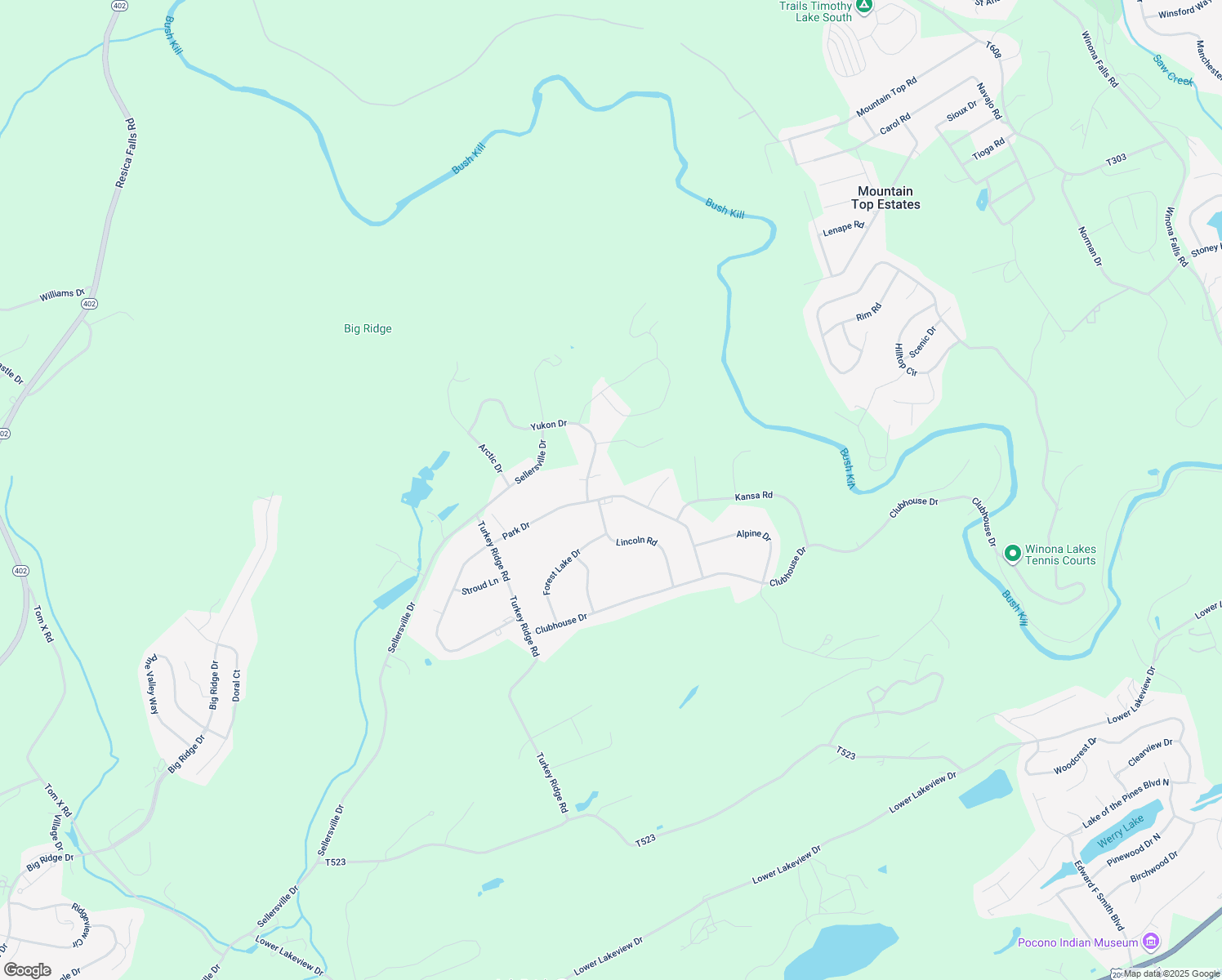 map of restaurants, bars, coffee shops, grocery stores, and more near 1182 Park Drive in East Stroudsburg