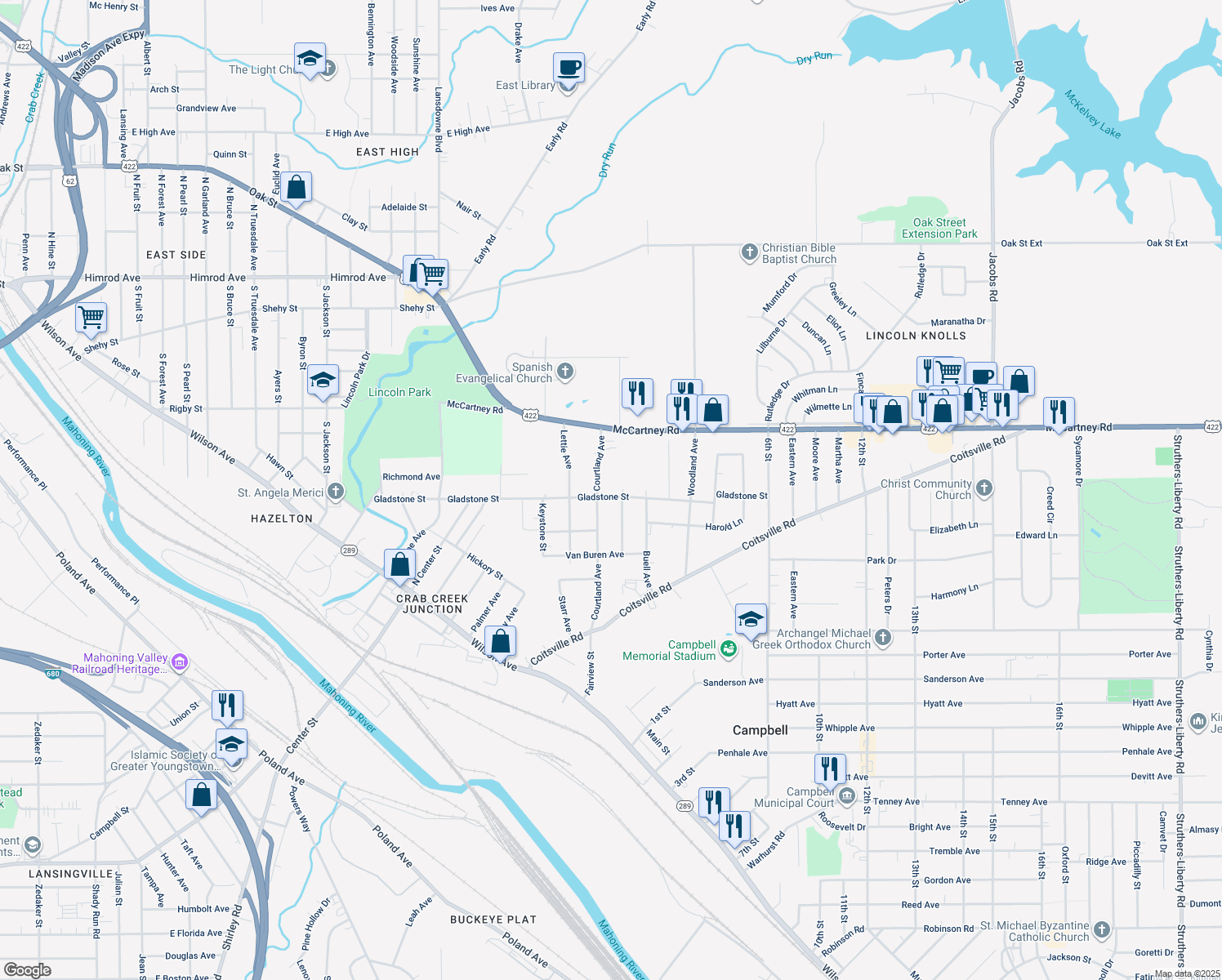 map of restaurants, bars, coffee shops, grocery stores, and more near 146 Gladstone Street in Campbell