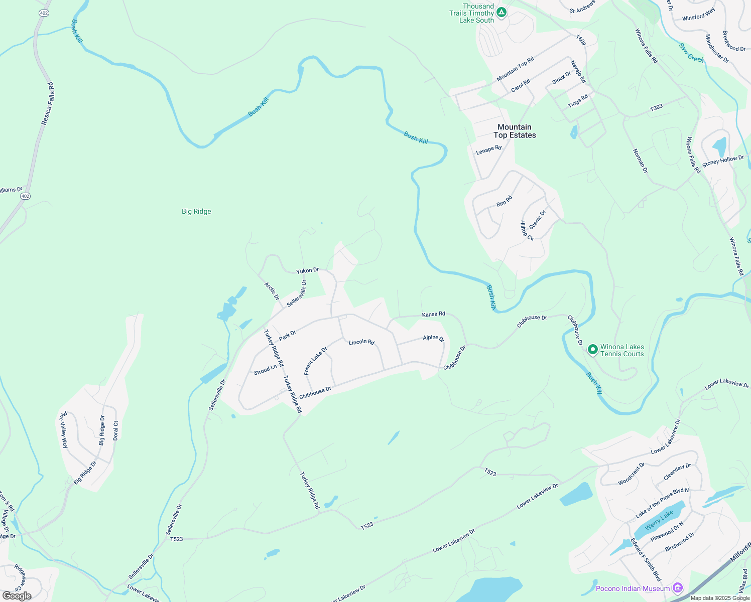 map of restaurants, bars, coffee shops, grocery stores, and more near 2219 Puddle Court in East Stroudsburg