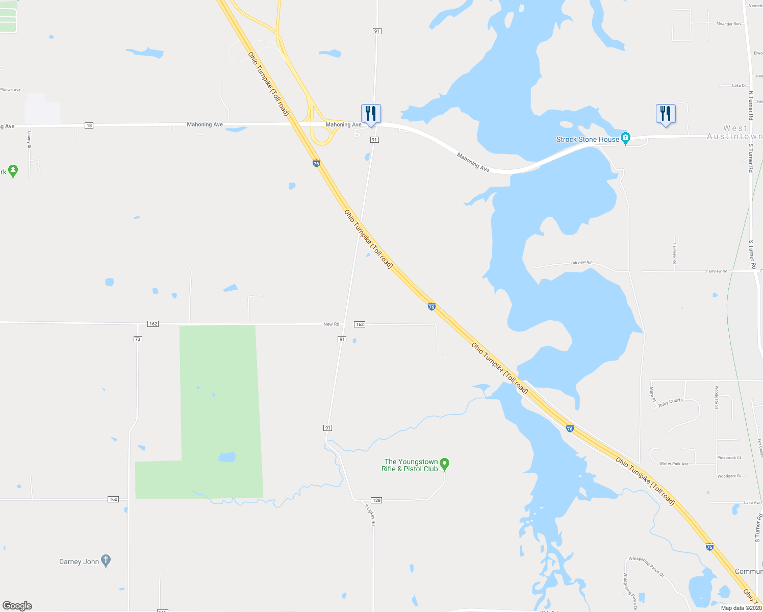 map of restaurants, bars, coffee shops, grocery stores, and more near 9146 New Road in North Jackson