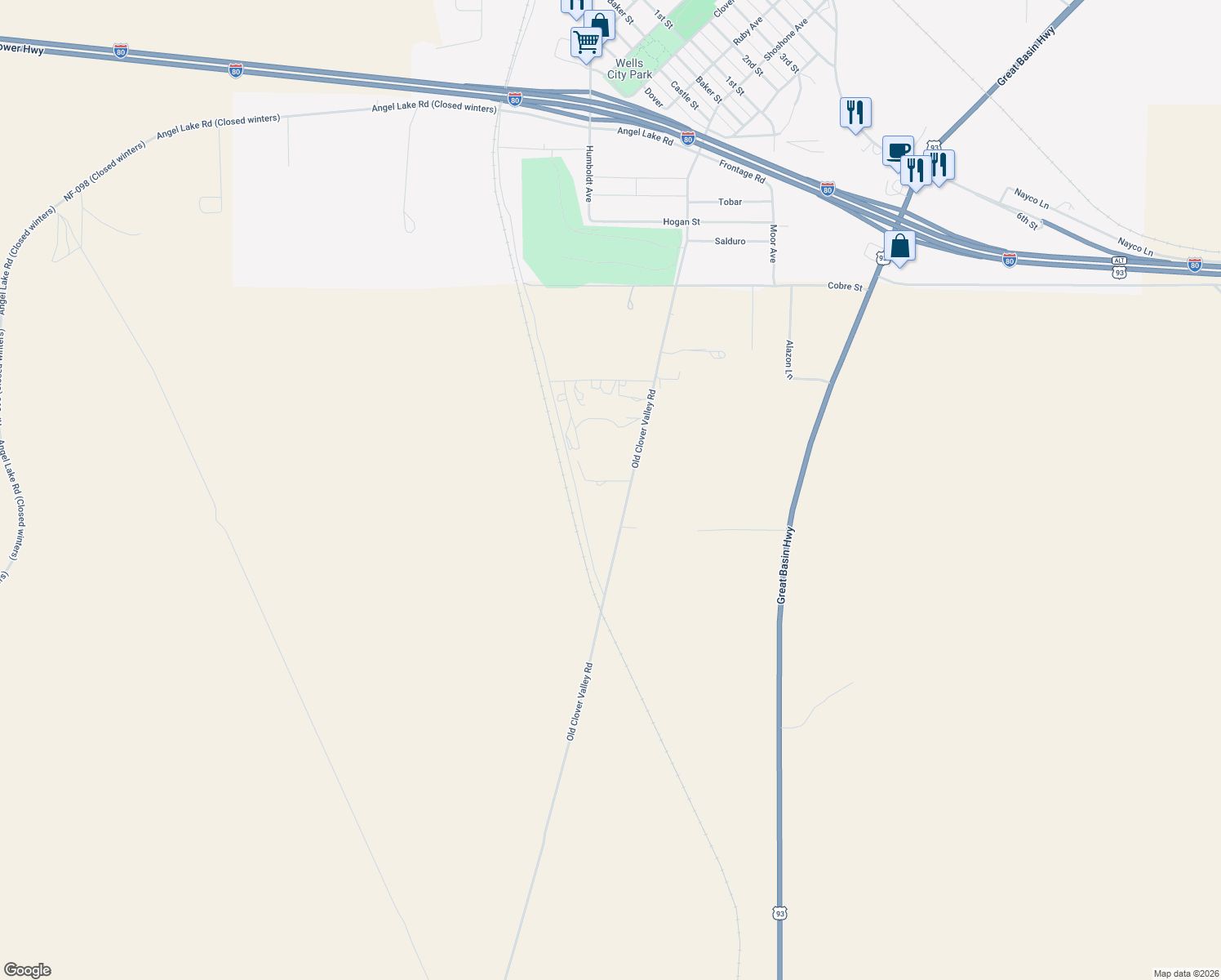 map of restaurants, bars, coffee shops, grocery stores, and more near 941 Clover Valley Road in Wells