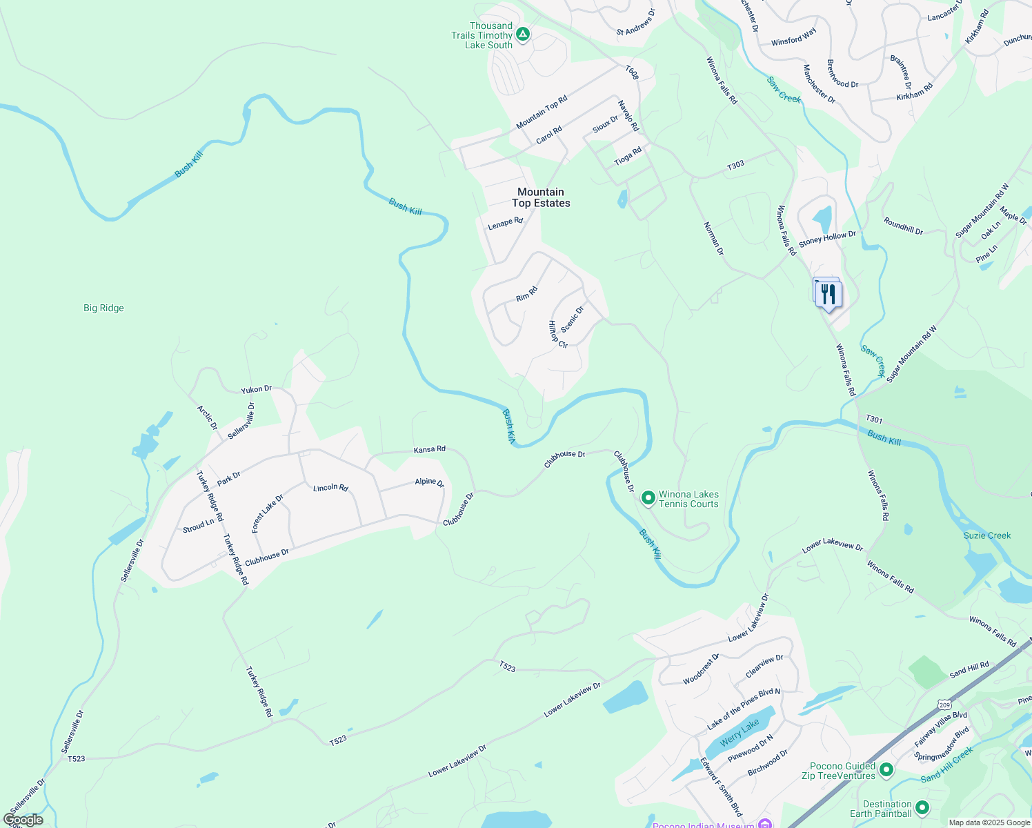 map of restaurants, bars, coffee shops, grocery stores, and more near in East Stroudsburg