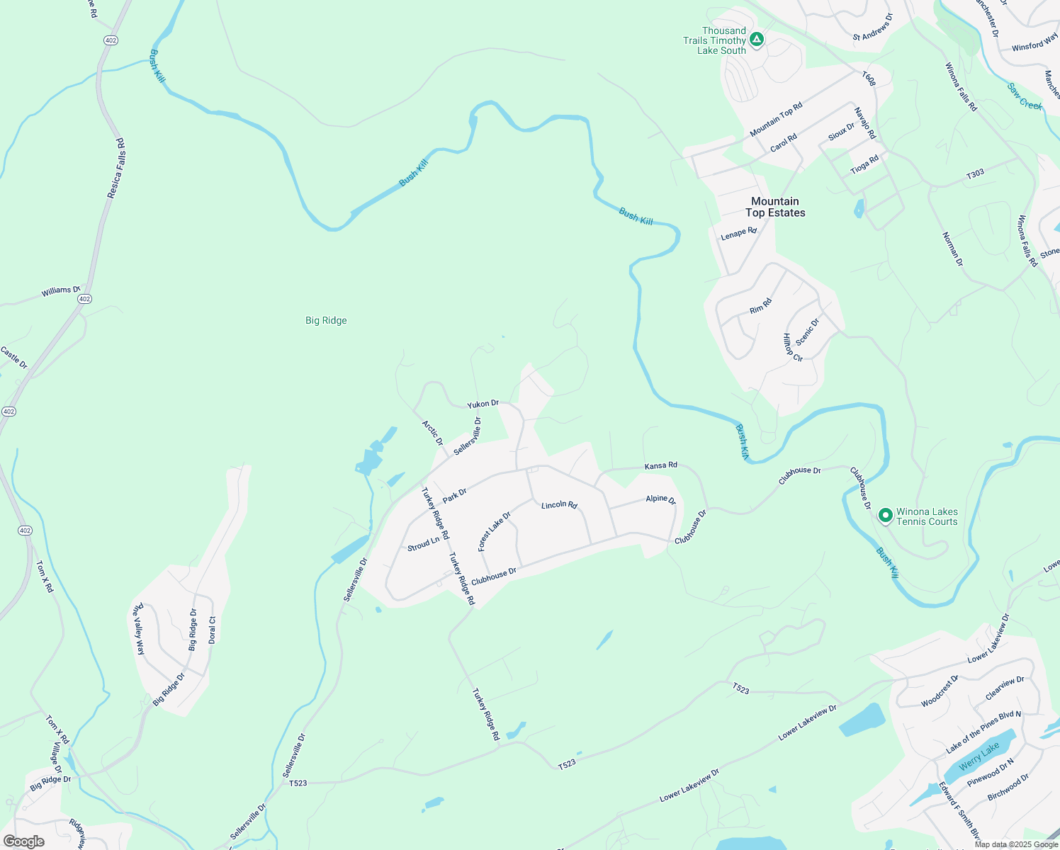 map of restaurants, bars, coffee shops, grocery stores, and more near 5030 Yukon Drive in East Stroudsburg