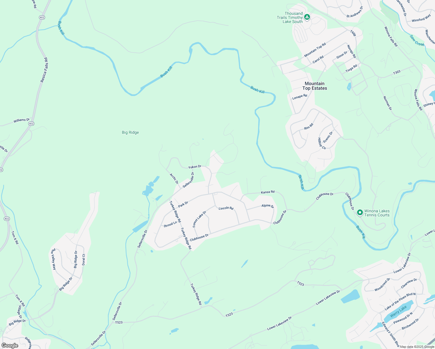 map of restaurants, bars, coffee shops, grocery stores, and more near 5030 Yukon Drive in East Stroudsburg