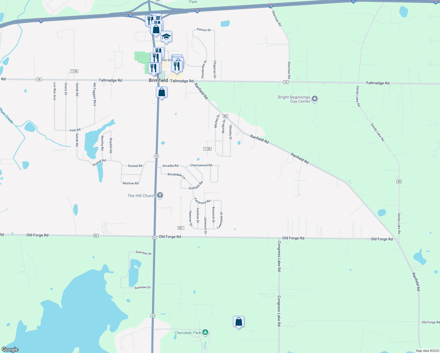 map of restaurants, bars, coffee shops, grocery stores, and more near 3672 Elmhurst Court in Kent