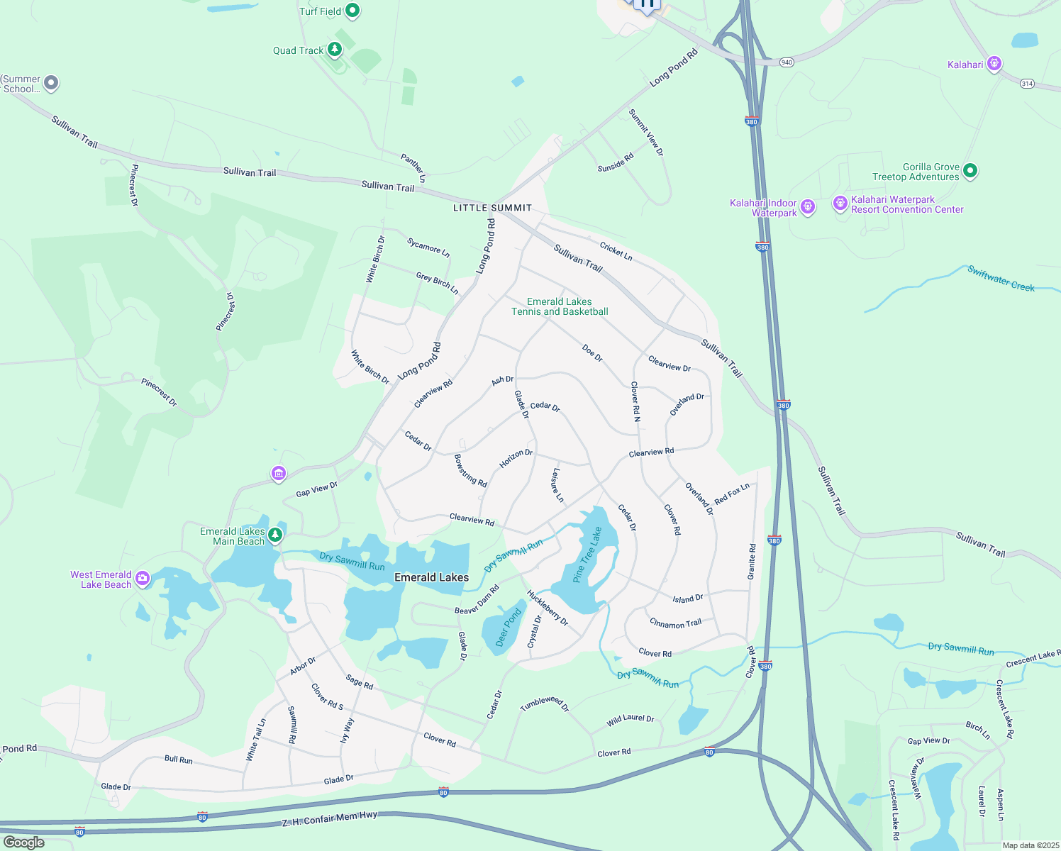 map of restaurants, bars, coffee shops, grocery stores, and more near 234 Glade Drive in Long Pond