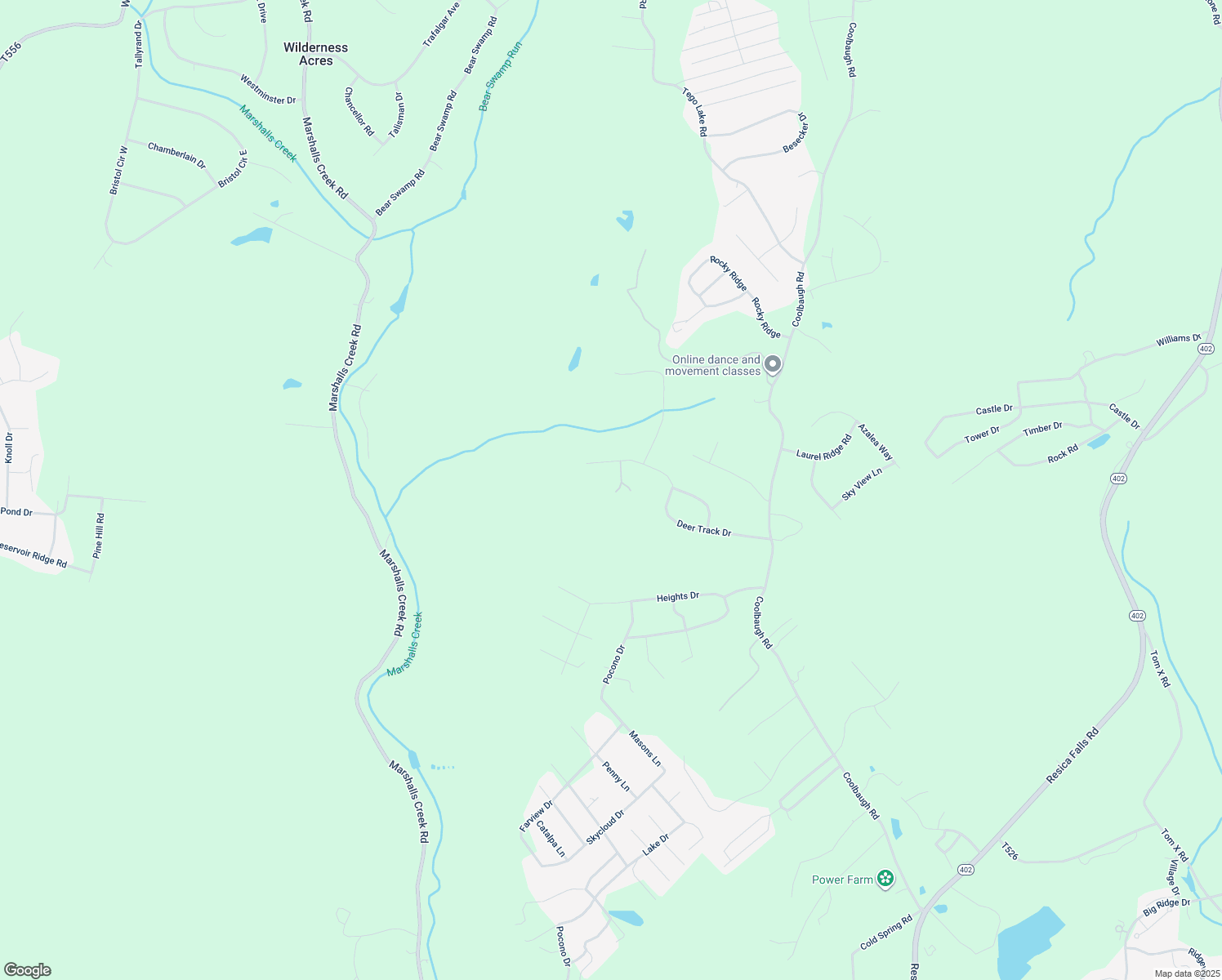 map of restaurants, bars, coffee shops, grocery stores, and more near 31 Deer Track Drive in East Stroudsburg