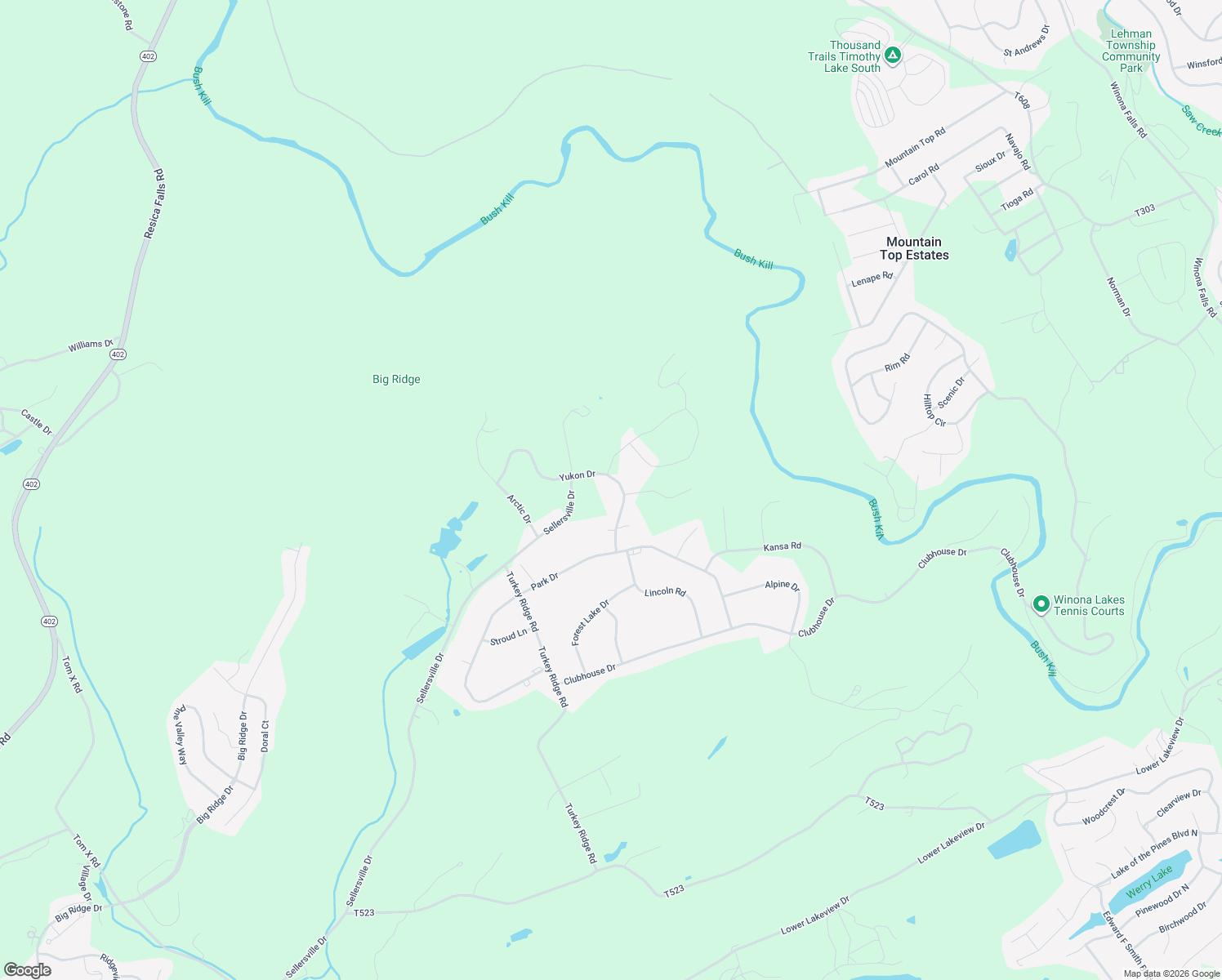 map of restaurants, bars, coffee shops, grocery stores, and more near 139 White Pine Trail in East Stroudsburg