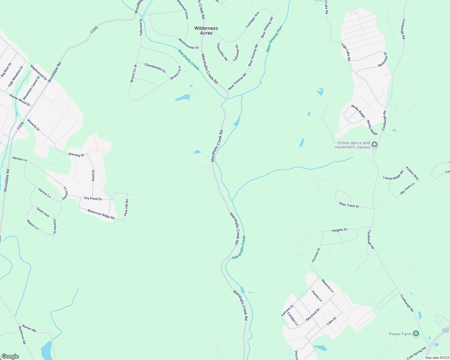 map of restaurants, bars, coffee shops, grocery stores, and more near 152 Creek Cabin Lane in East Stroudsburg