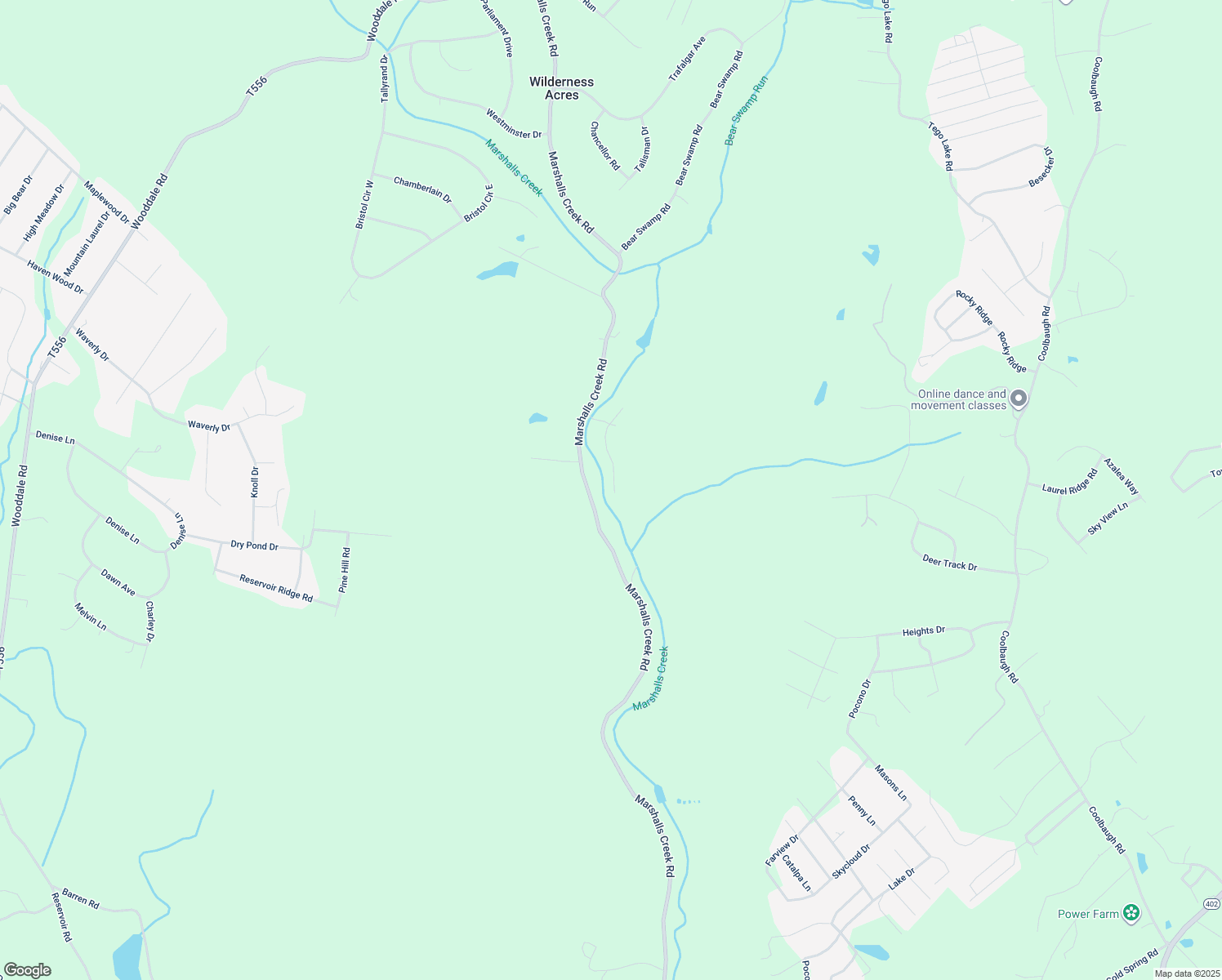 map of restaurants, bars, coffee shops, grocery stores, and more near 152 Creek Cabin Lane in East Stroudsburg