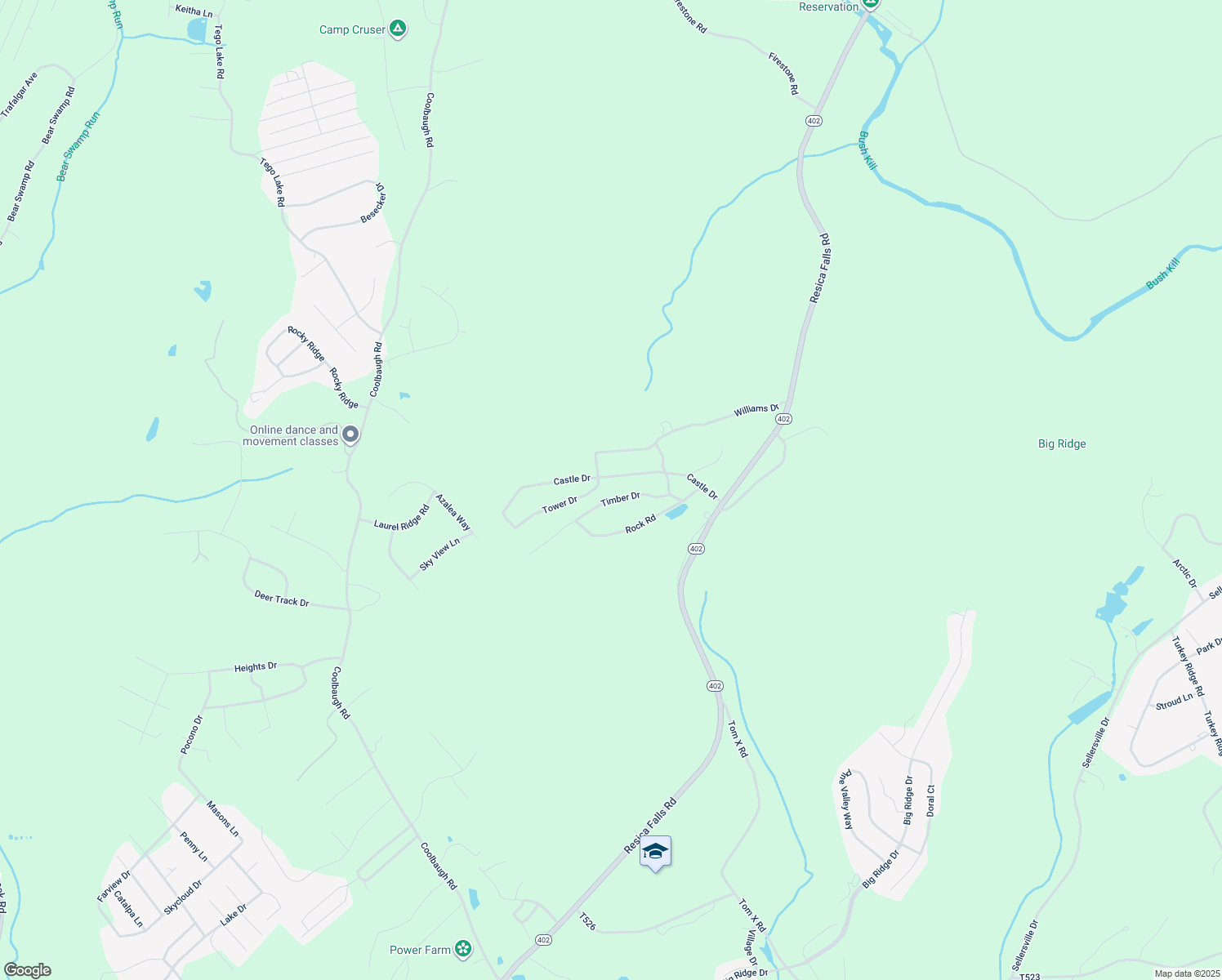 map of restaurants, bars, coffee shops, grocery stores, and more near 236 Timber Drive in East Stroudsburg