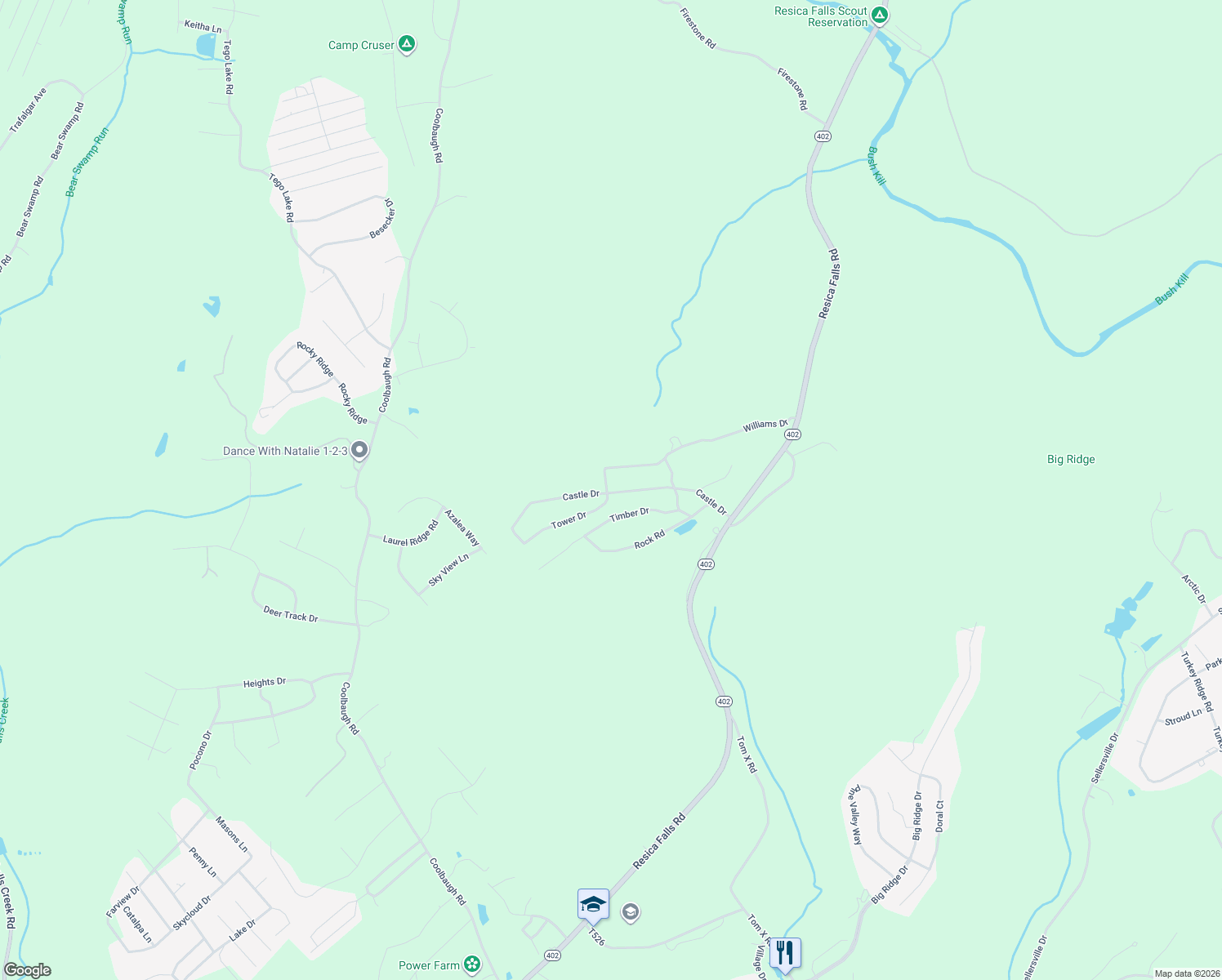 map of restaurants, bars, coffee shops, grocery stores, and more near in Monroe County