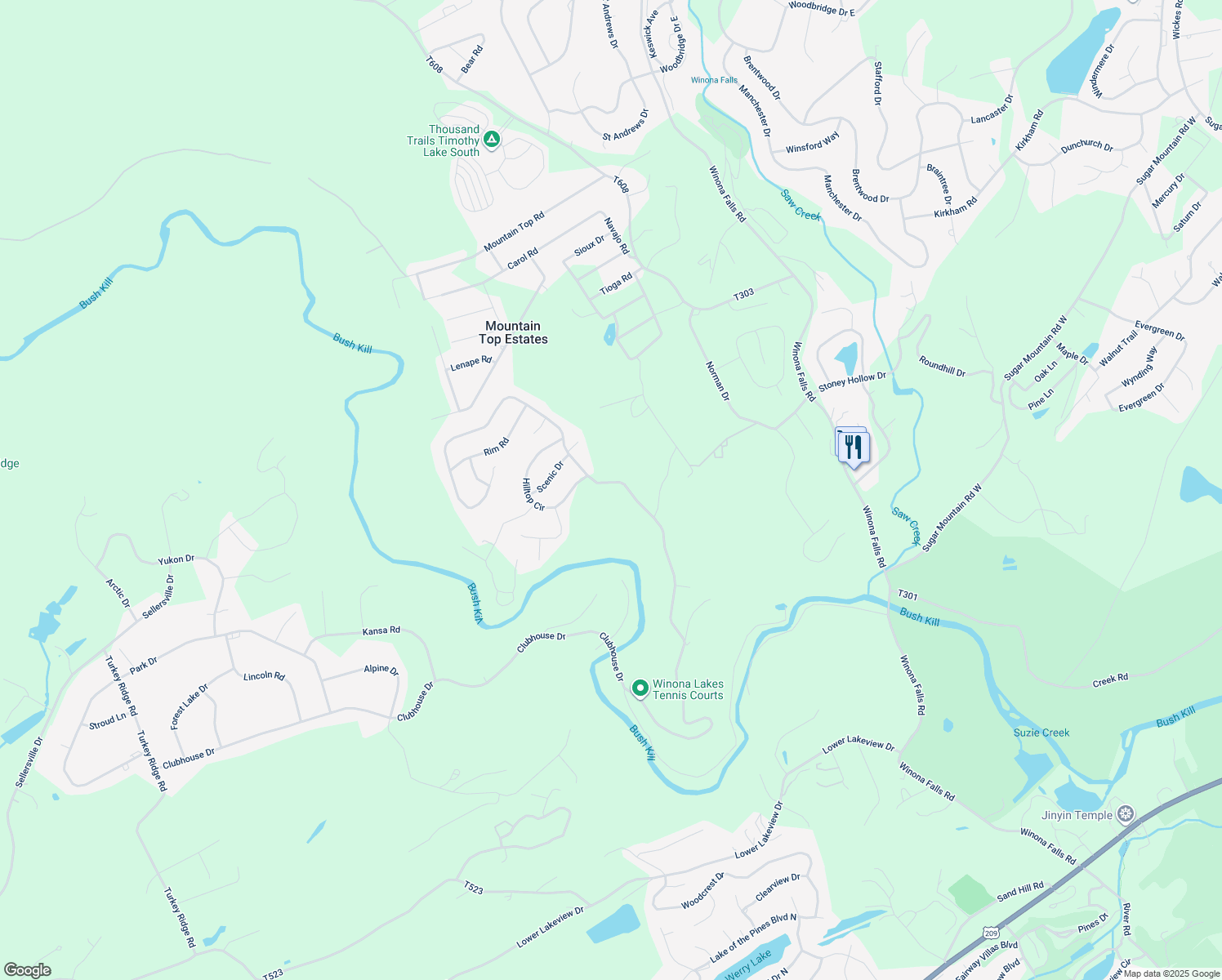 map of restaurants, bars, coffee shops, grocery stores, and more near 669 Clubhouse Drive in East Stroudsburg
