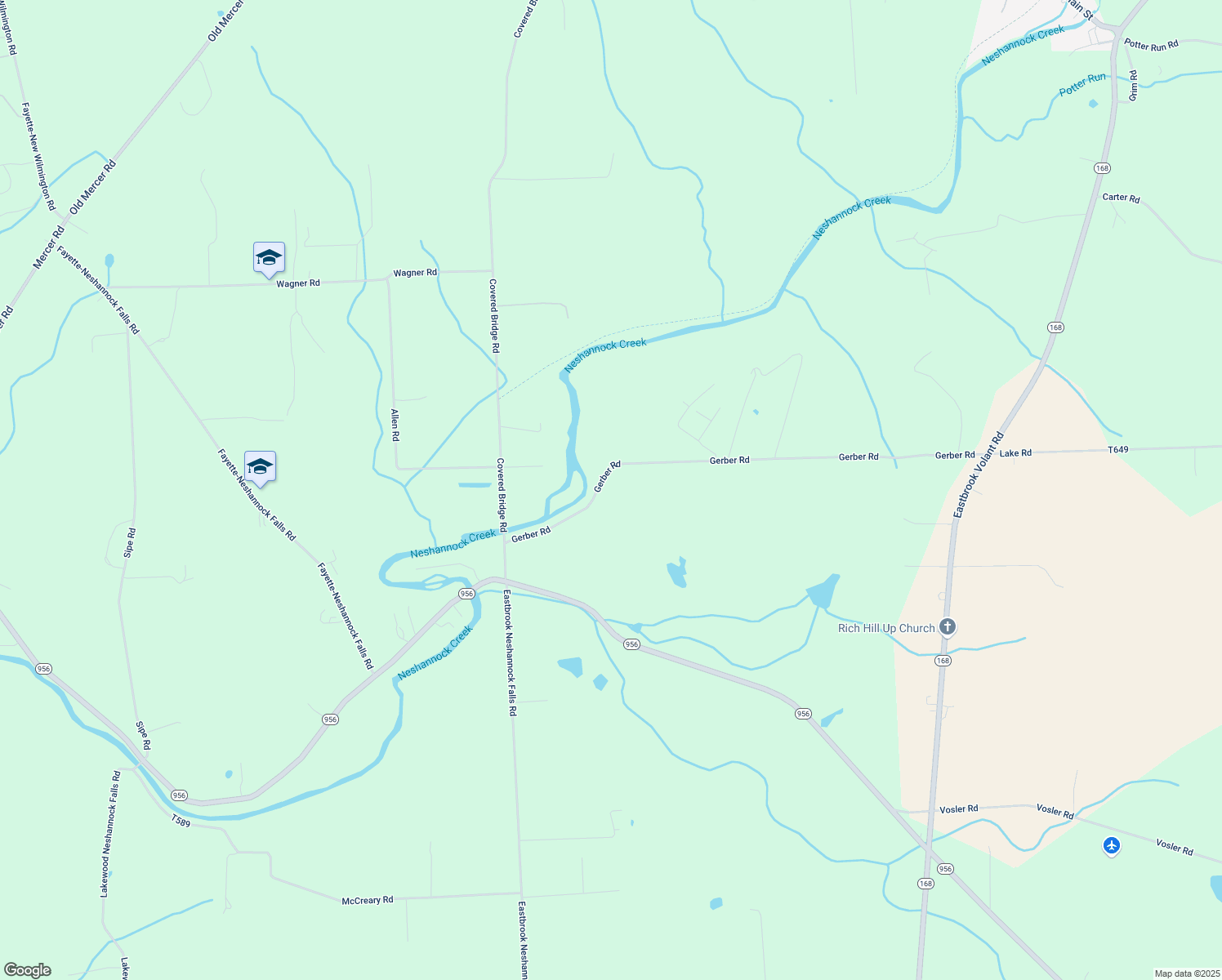 map of restaurants, bars, coffee shops, grocery stores, and more near 194 Gerber Road in Volant